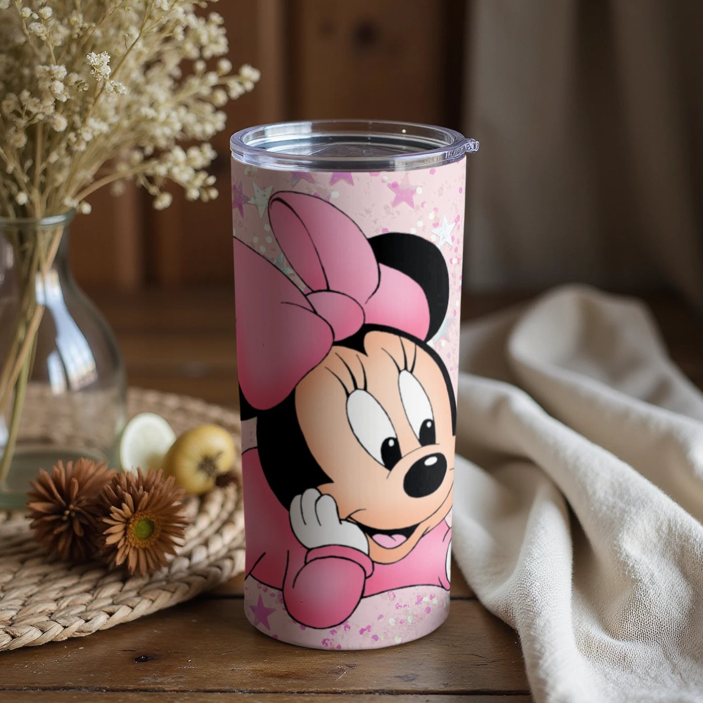 Cute Minnie Mouse Tumbler with Pink Bow Design