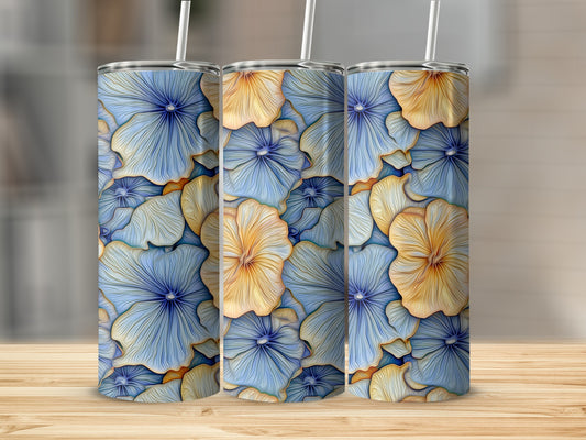 Vibrant Yellow and Blue Floral Pattern Tumbler Product