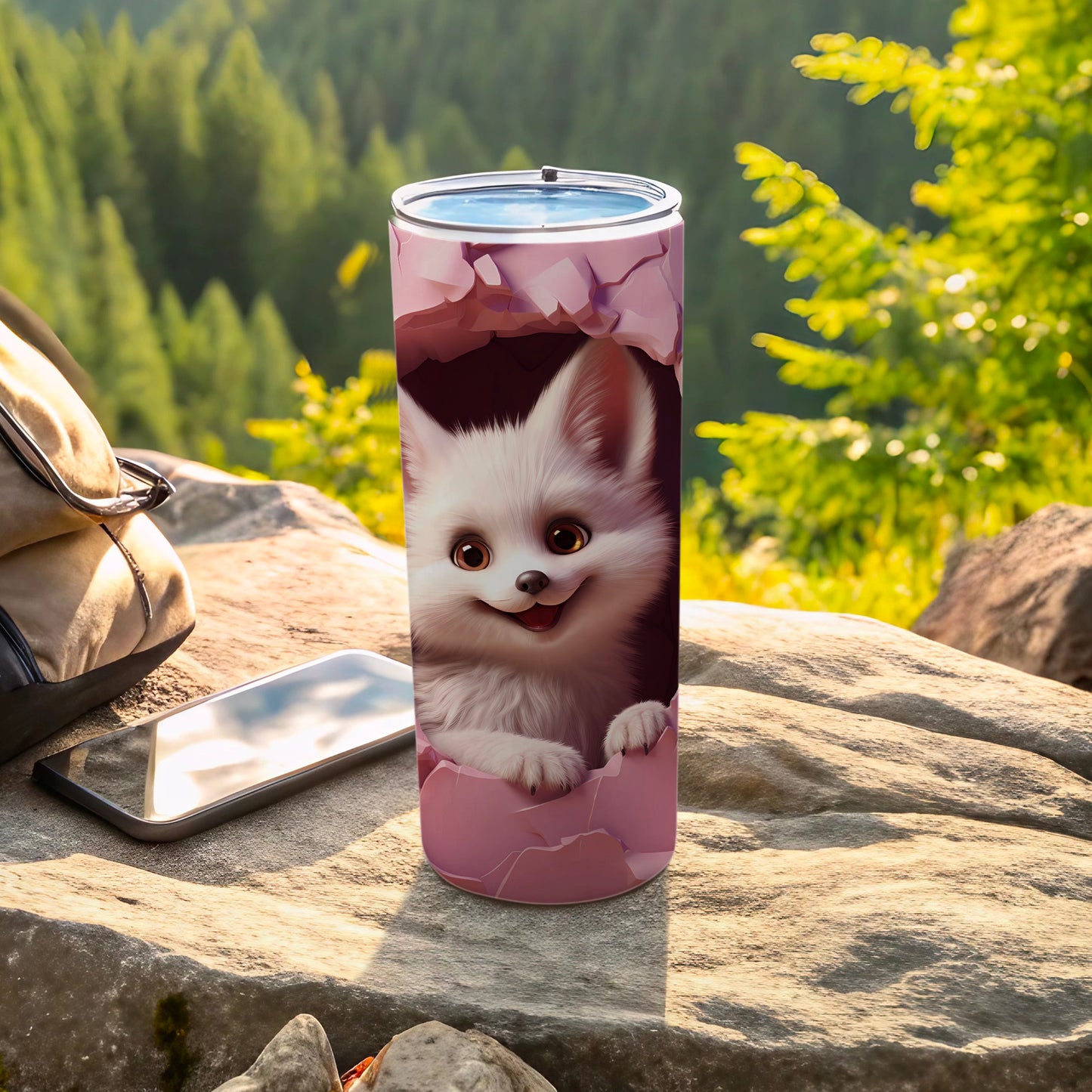 Adorable Fox Design Insulated Travel Tumbler Cup