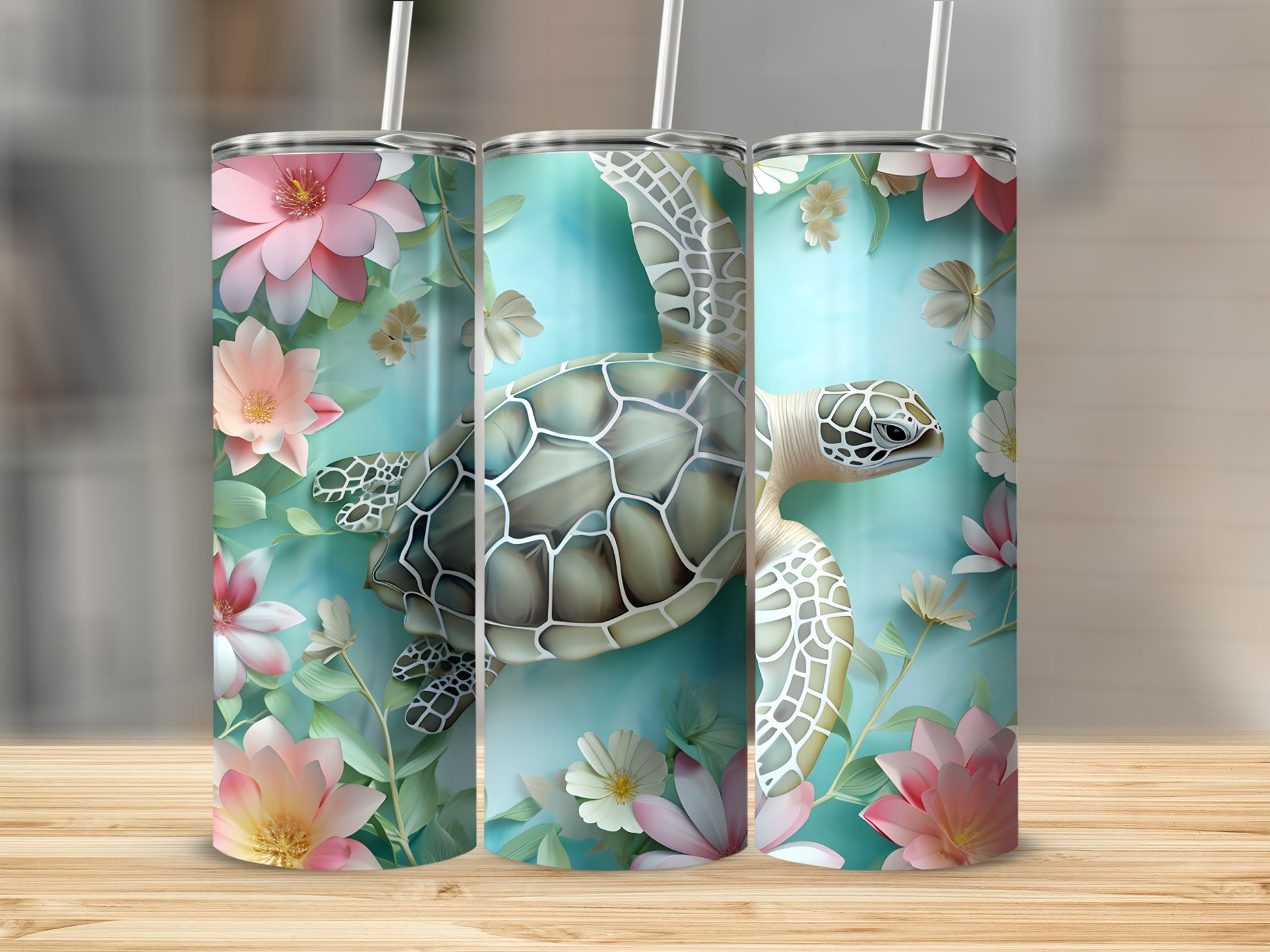 Oceanic Sea Turtle Tropical Floral Drink Tumbler product type