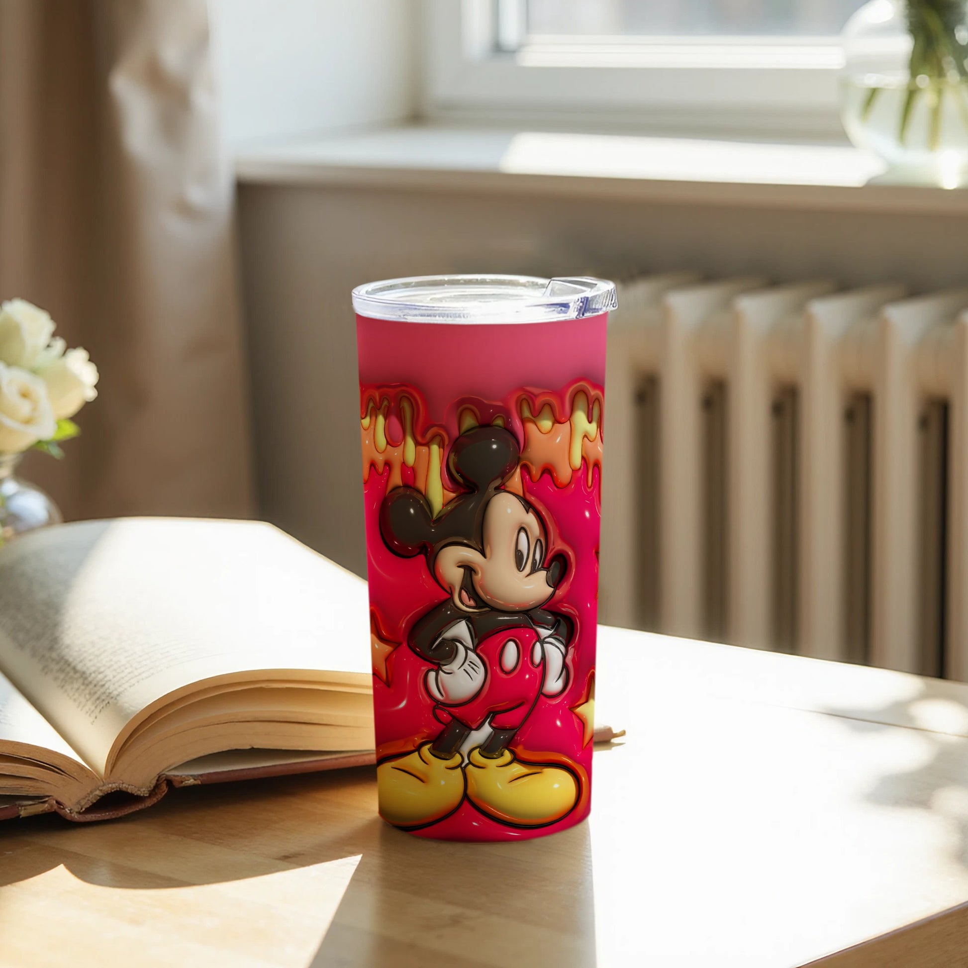 Mickey Mouse Red Tumbler with Yellow Shoes Design