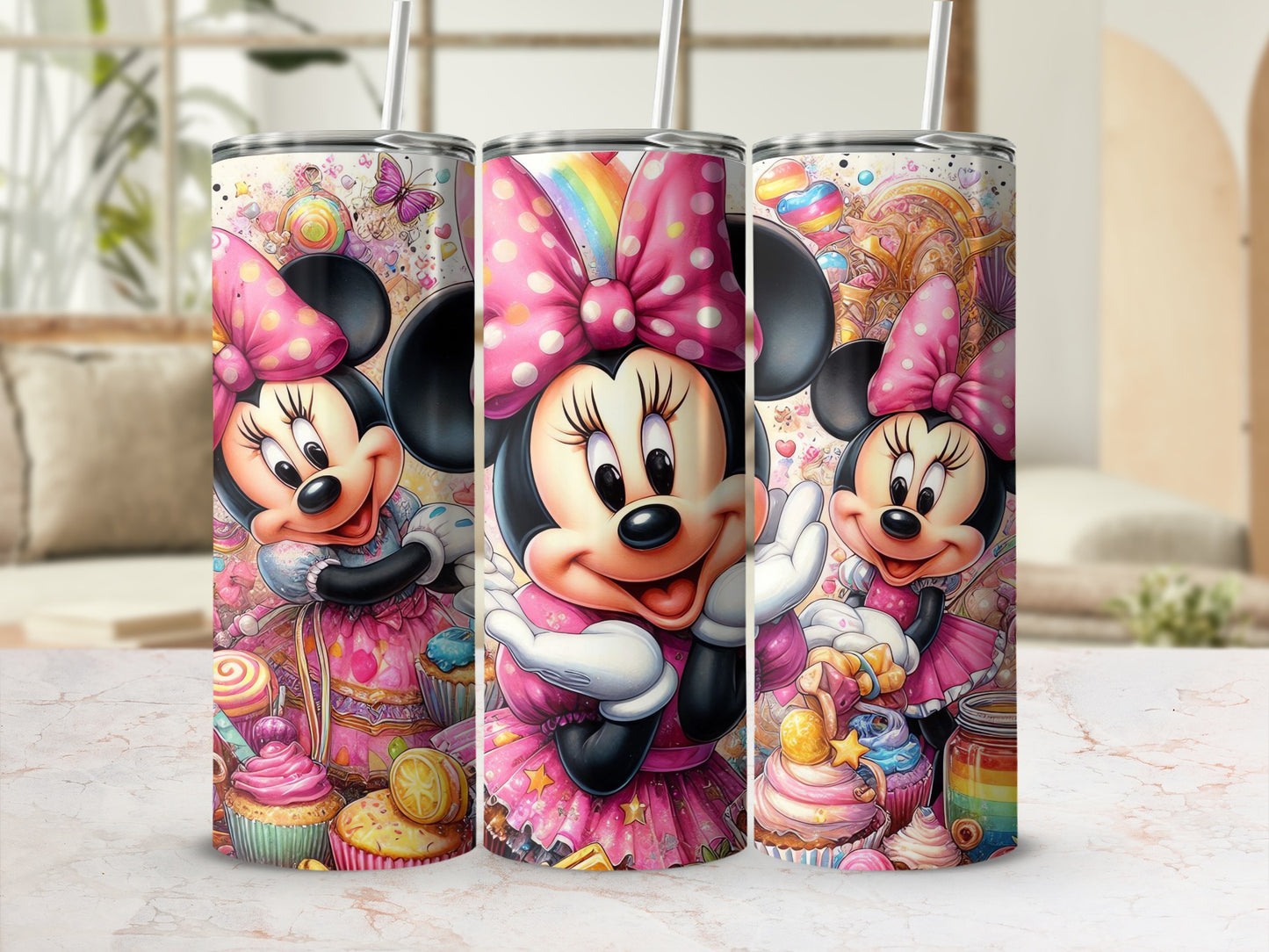 Minnie Mouse Rainbow Cupcakes Tumbler