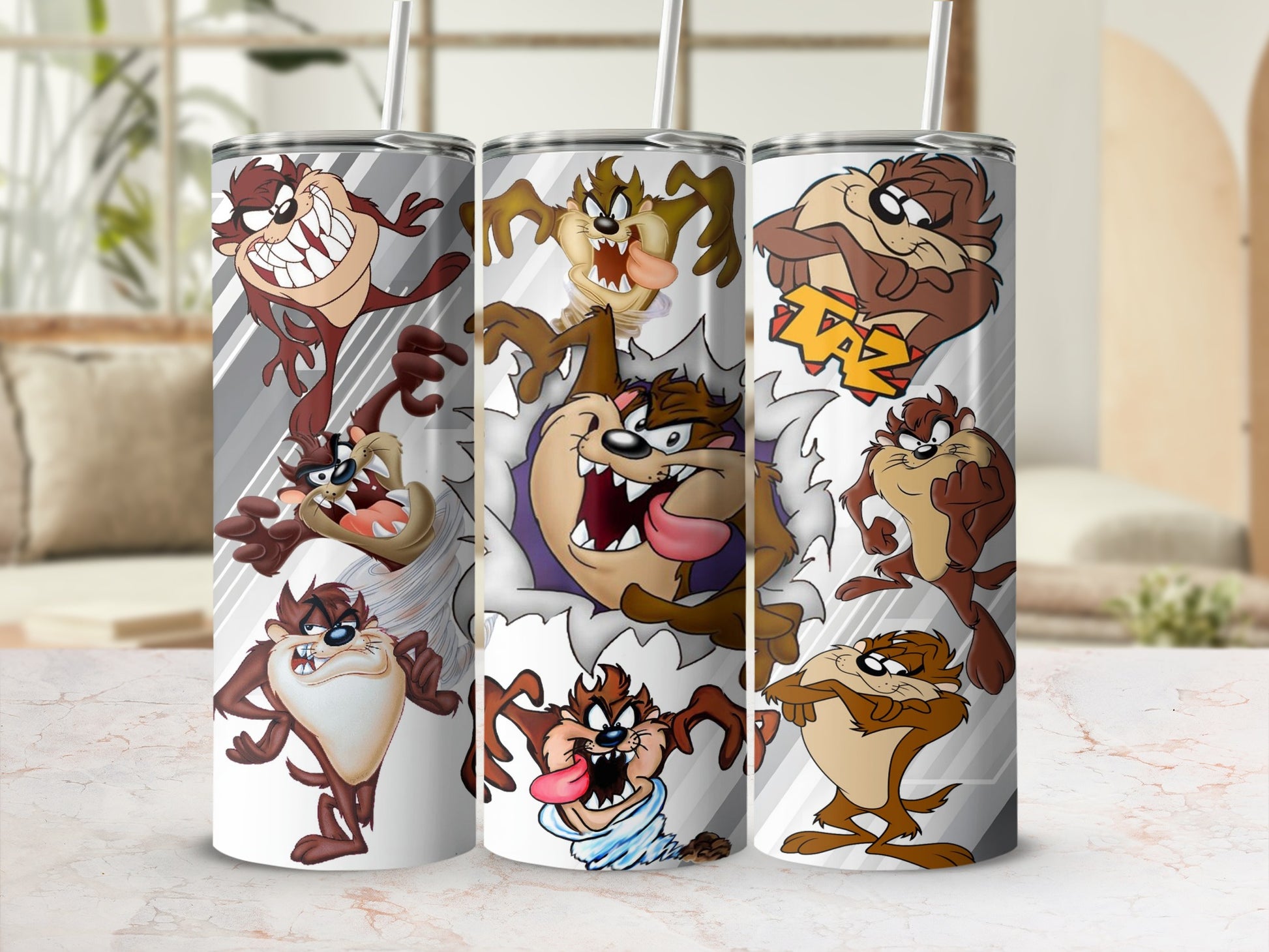 Colorful Taz Character Art Tumblers Set for Kids