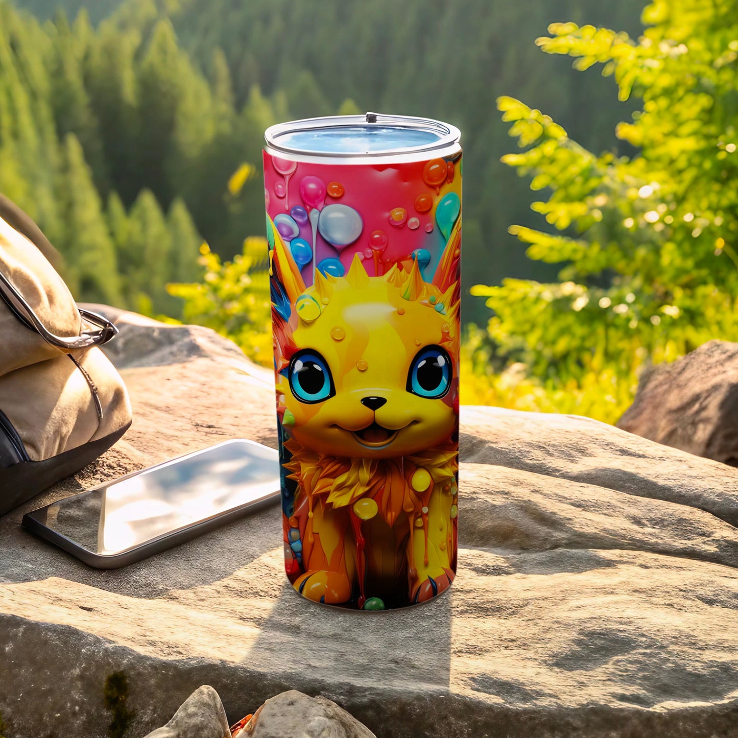 Vibrant Colorful Cartoon Animal Design Travel Tumbler