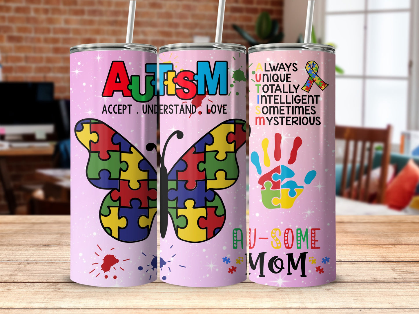 Autism Awareness Butterfly and Quotes Tumbler
