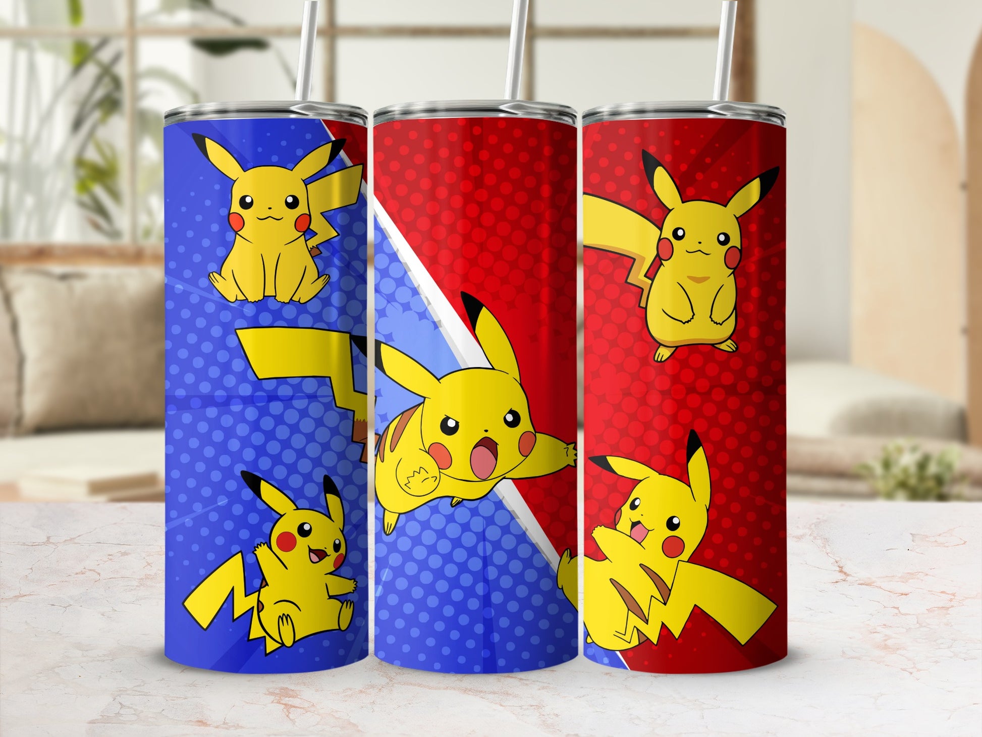 Pikachu Design Stainless Steel Insulated Tumbler Set