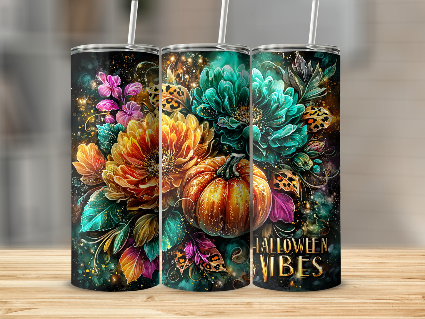 Vibrant Halloween Vibes Drinkware Tumbler Design