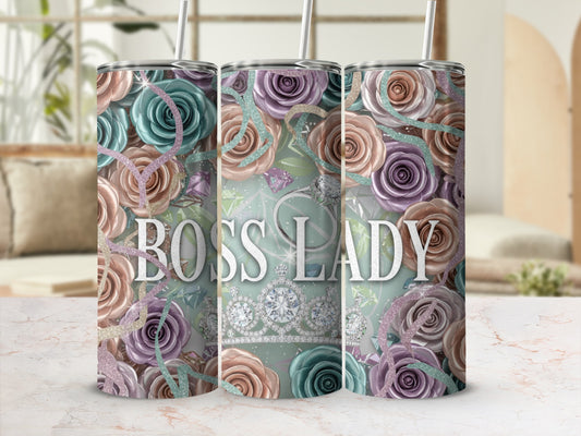 Boss Lady Floral Design Insulated Tumbler Cup