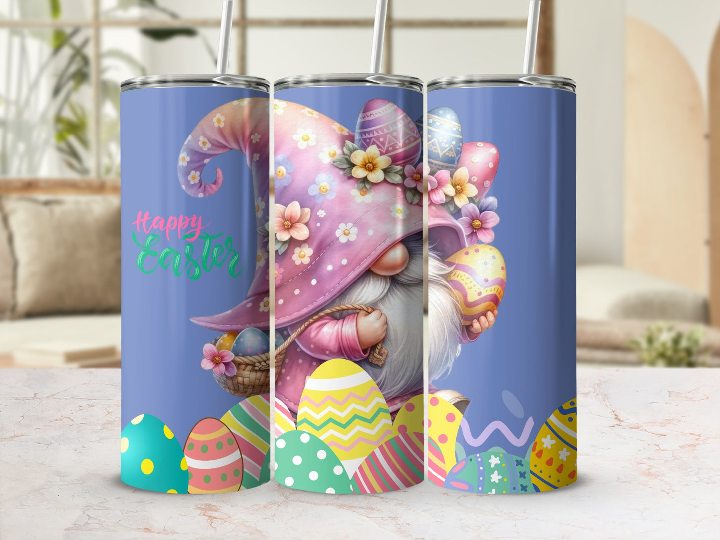 Cute Easter Gnome with Eggs Stainless Steel Tumbler