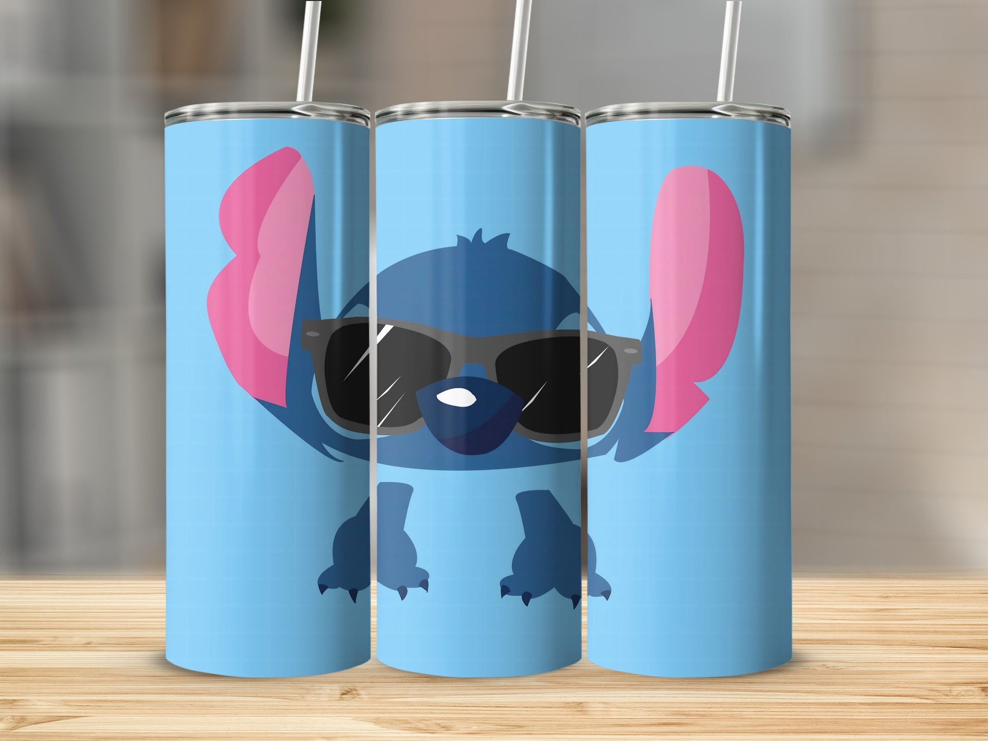 Cute Cartoon Character Design Blue Travel Mug