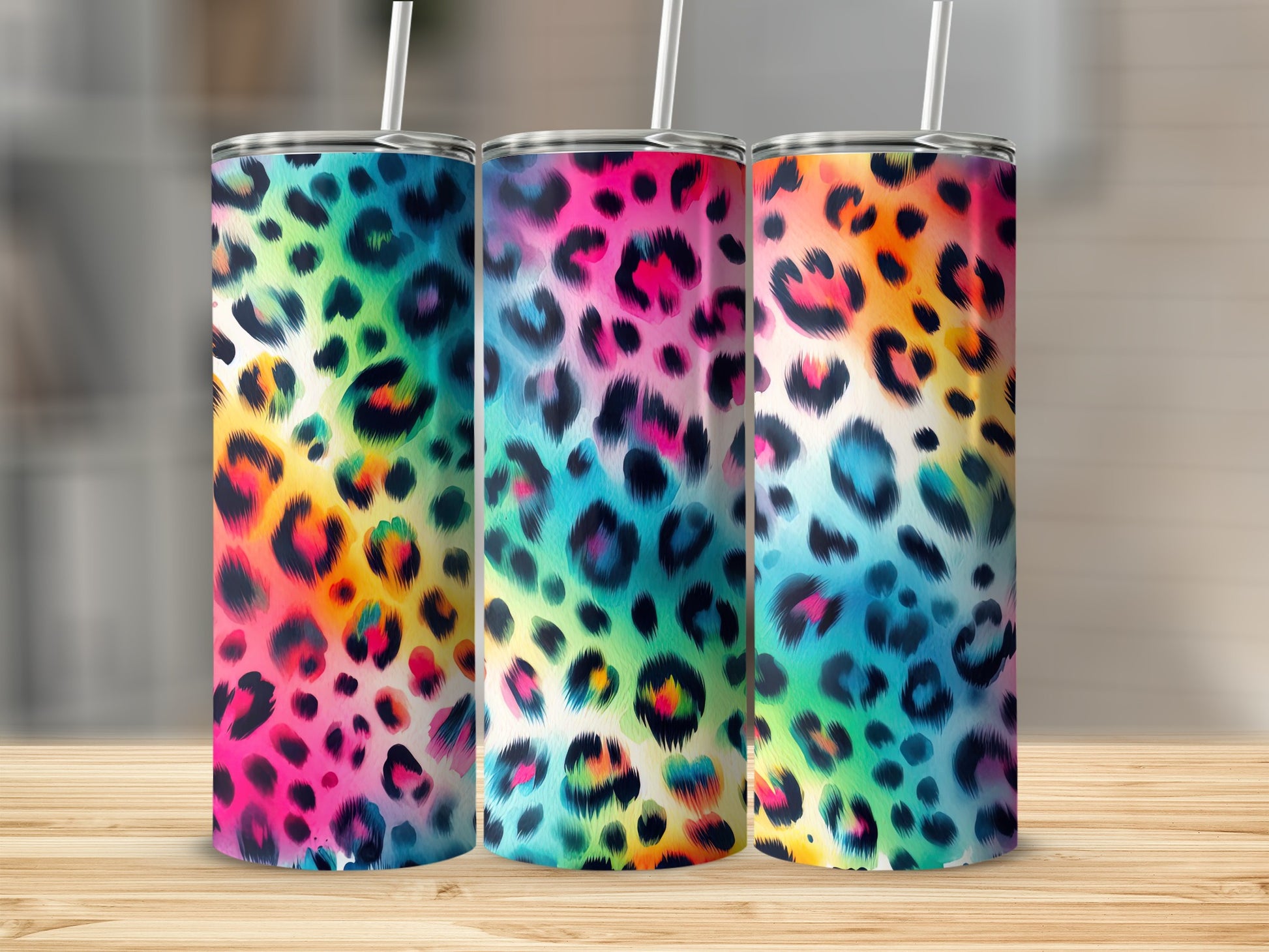 Bright Leopard Spot Rainbow Pattern Tumbler product type