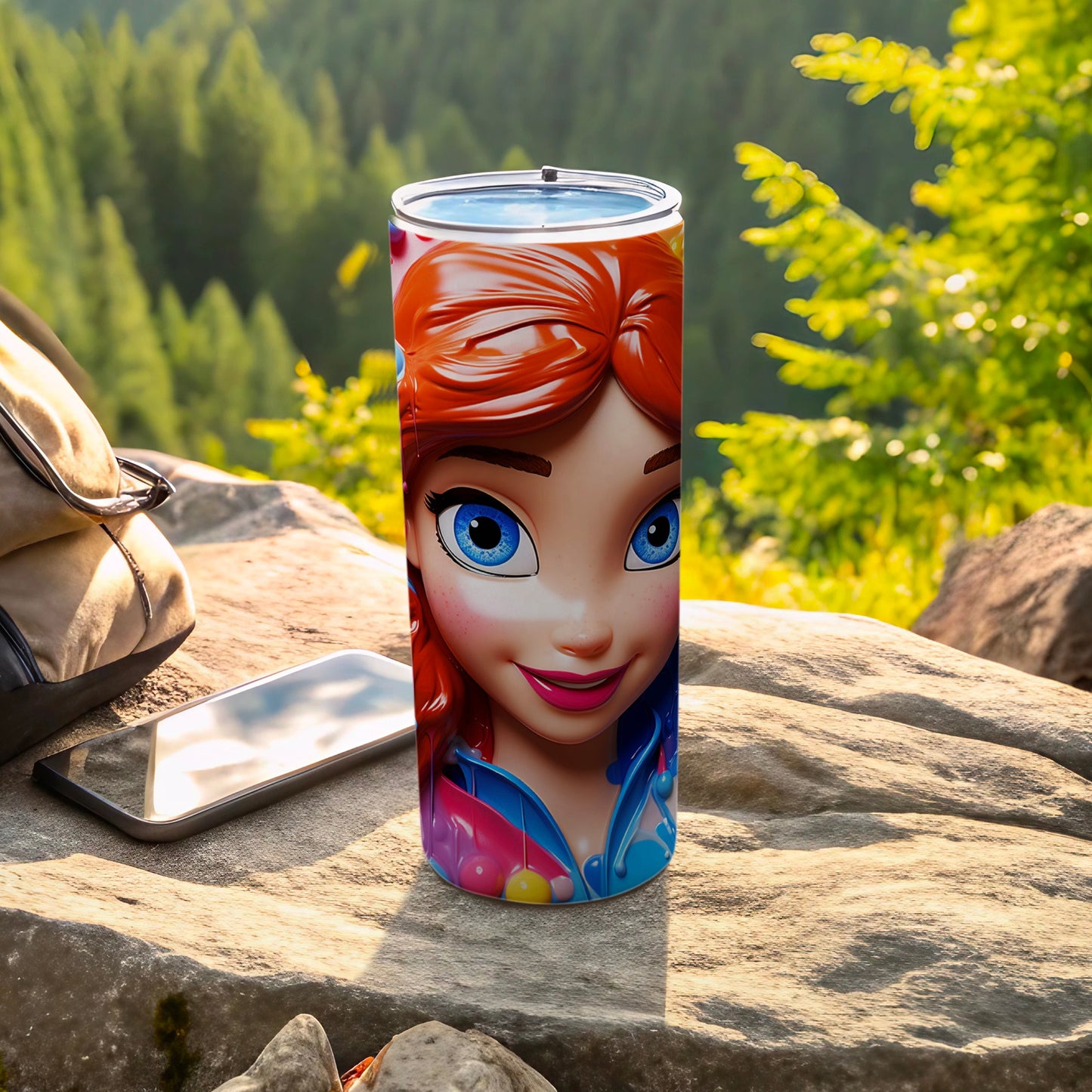 Colorful Travel Tumbler with Cartoon Character Design