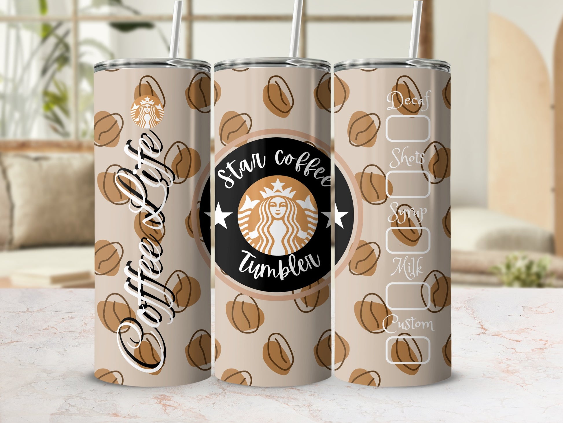 Star Coffee Tumbler customizable drink preference
