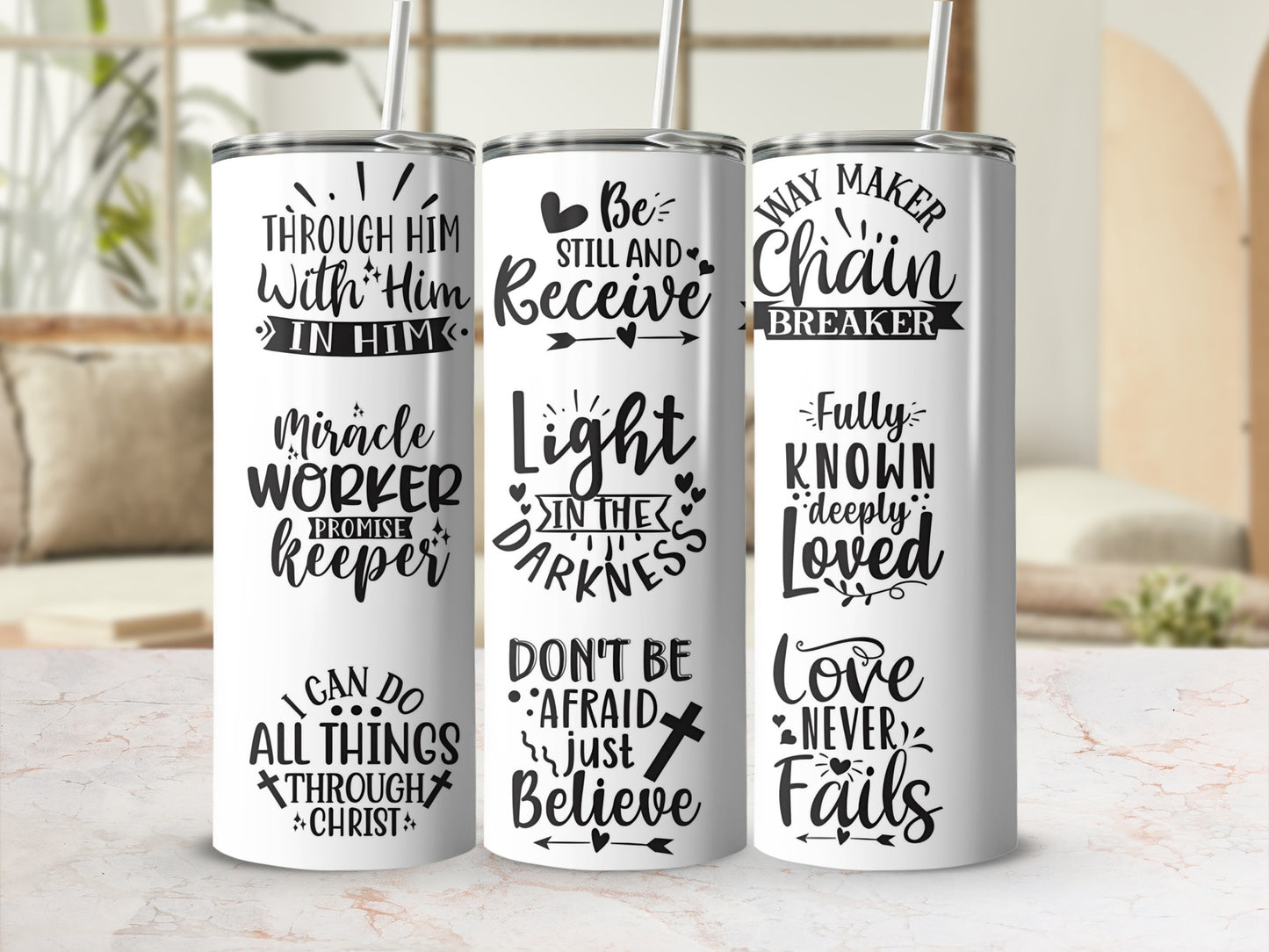Inspirational Christian Quotes Insulated Tumbler Set