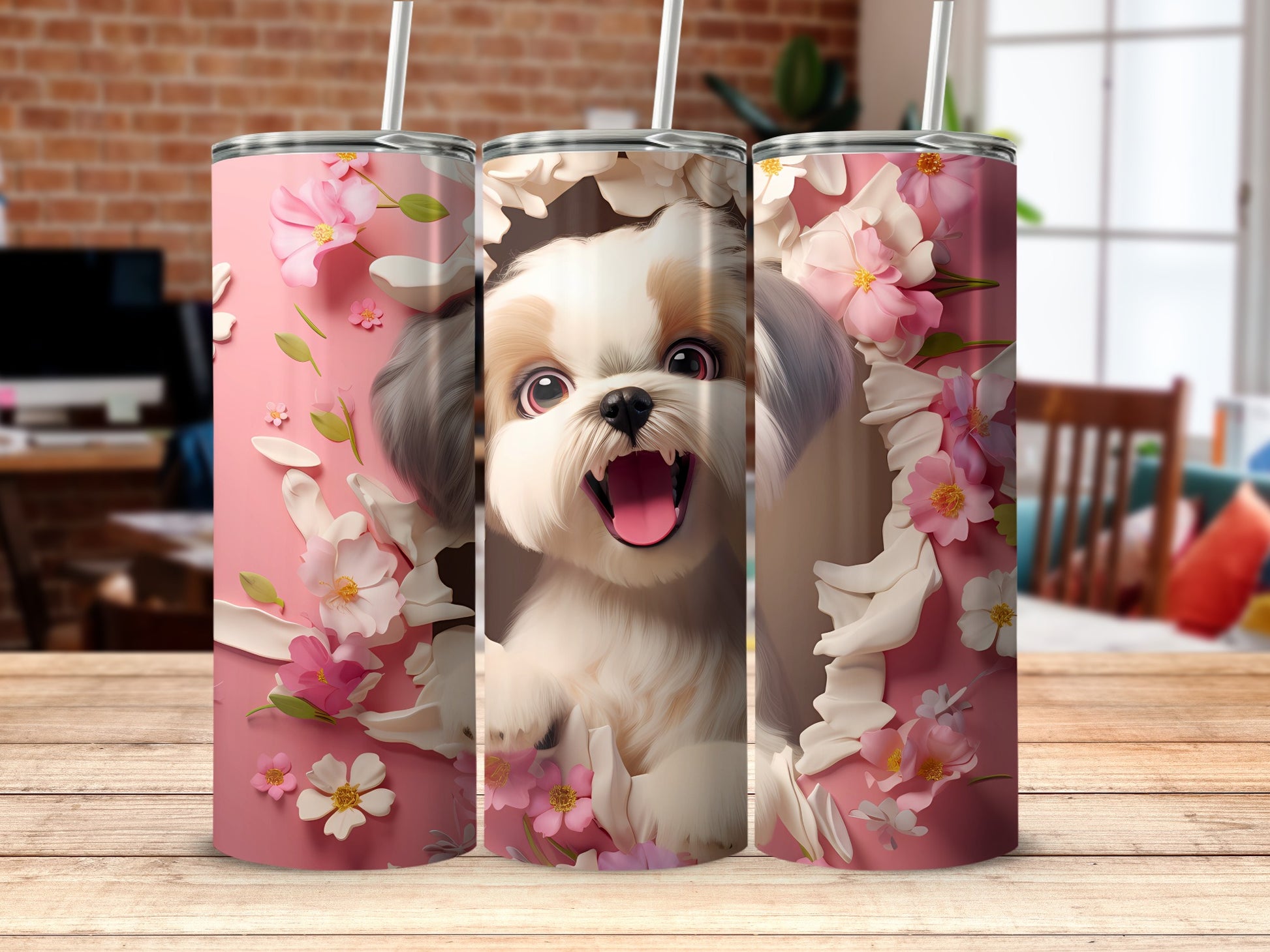 Pink Floral Shih Tzu Puppy Happy Expression Tumbler product type
Shih Tzu, Puppy, Dog, Cute Dog, Pink Flowers, Floral Design, Blossom, Spring Design, Happy Puppy, Adorable Pet, Tumbler, Drinkware, Insulated Cup, Dog Lover, Pet Owner, Animal Lover, Gift Idea, Unique Tumbler, Vibrant Design, Cartoon Dog