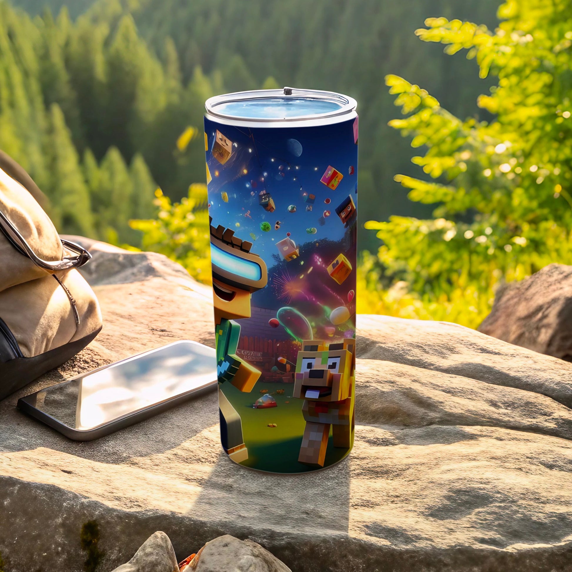 Vibrant Adventure-Themed Tumbler with Colorful Design