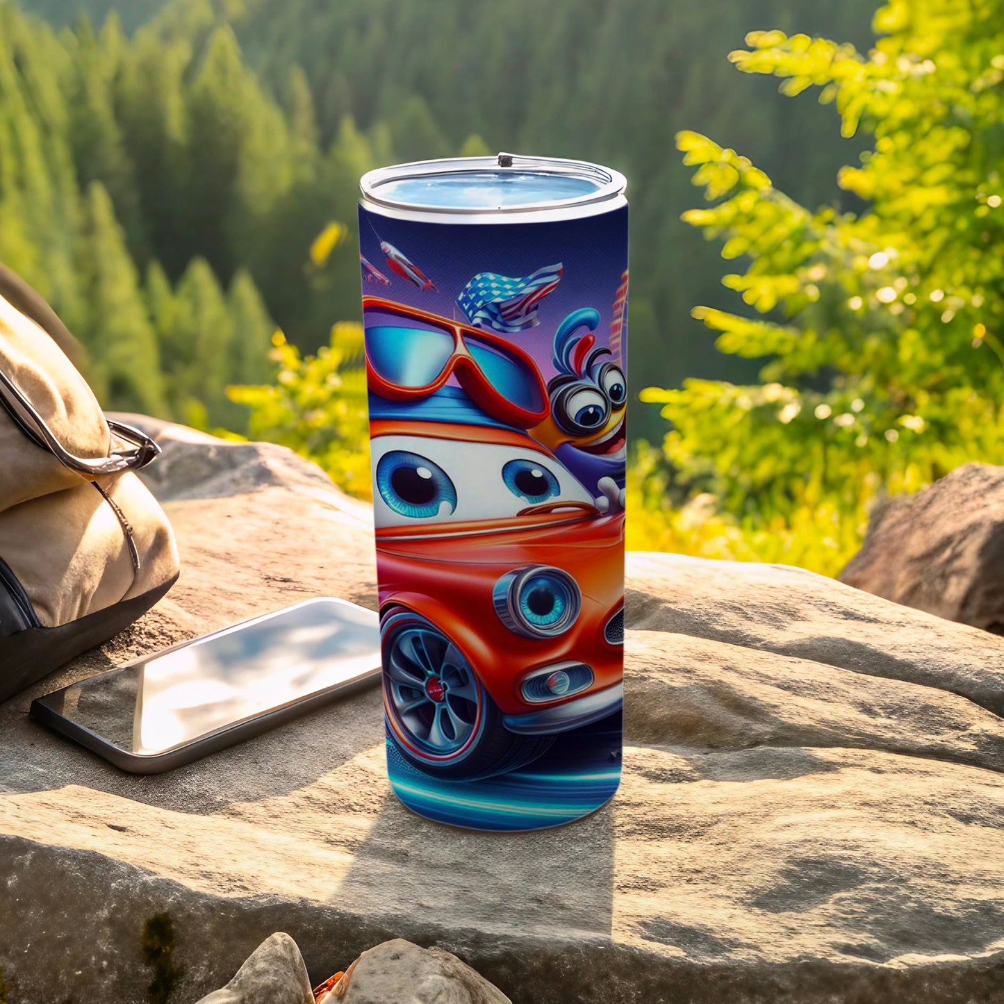 Colorful Cartoon Car and Friends Design Tumbler