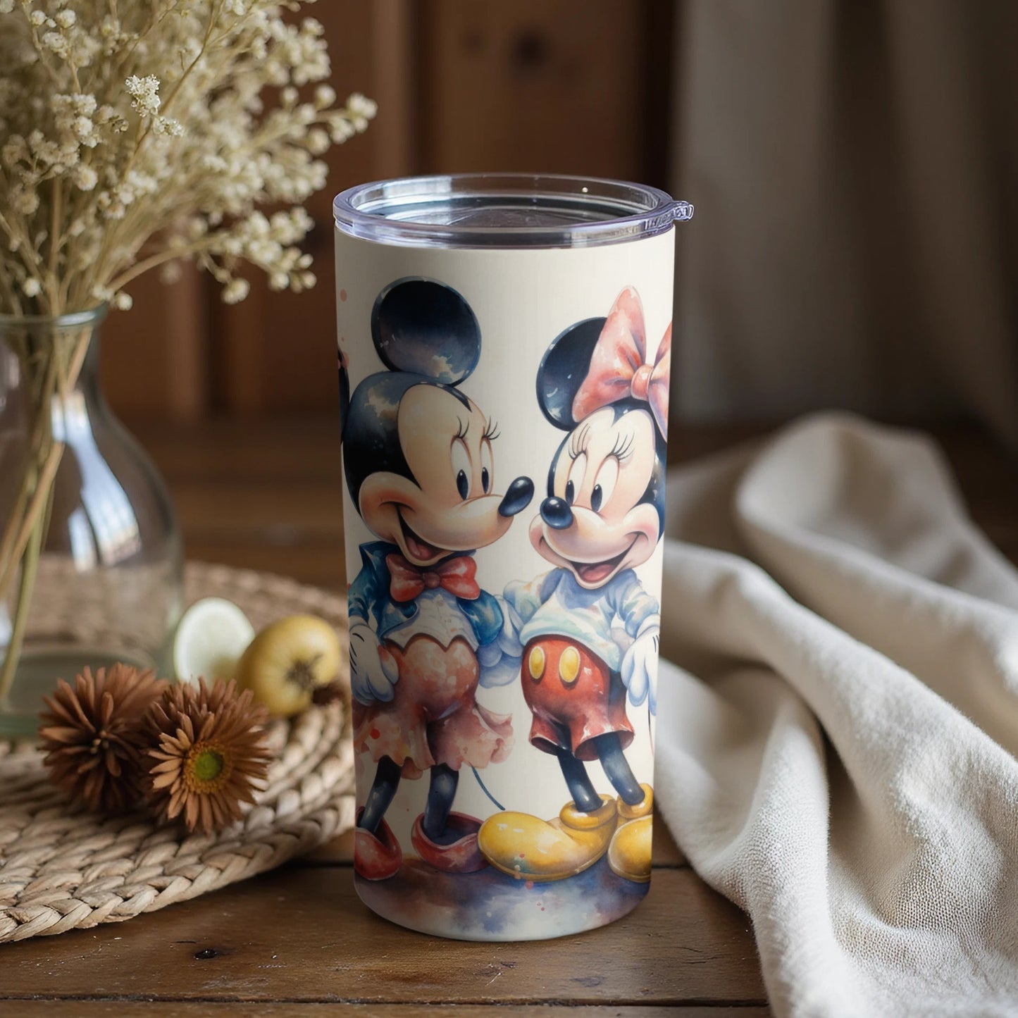 Charming Mickey and Minnie Mouse Tumbler Cup