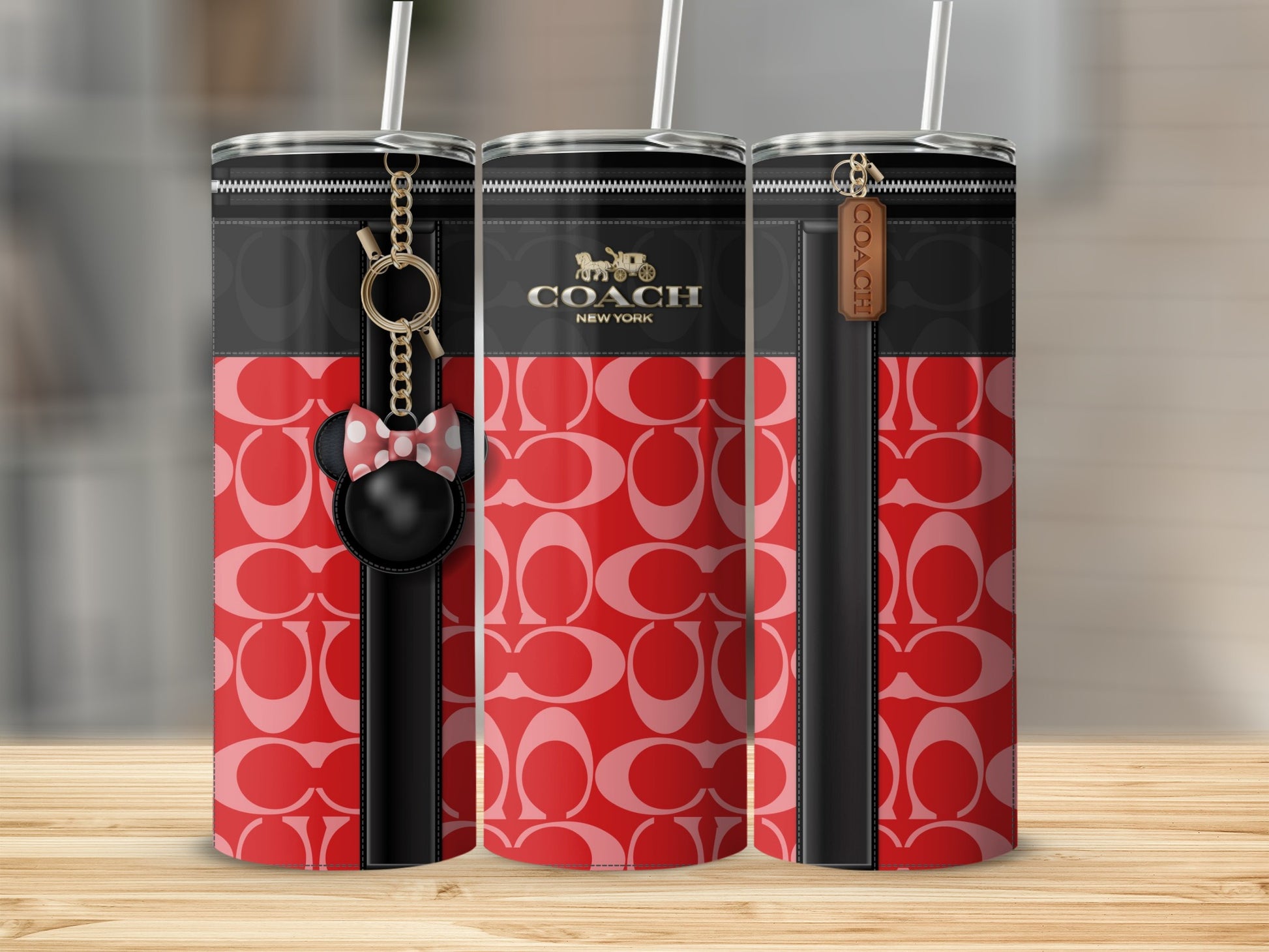 Trendy Red and Black Coach Design Tumbler Product