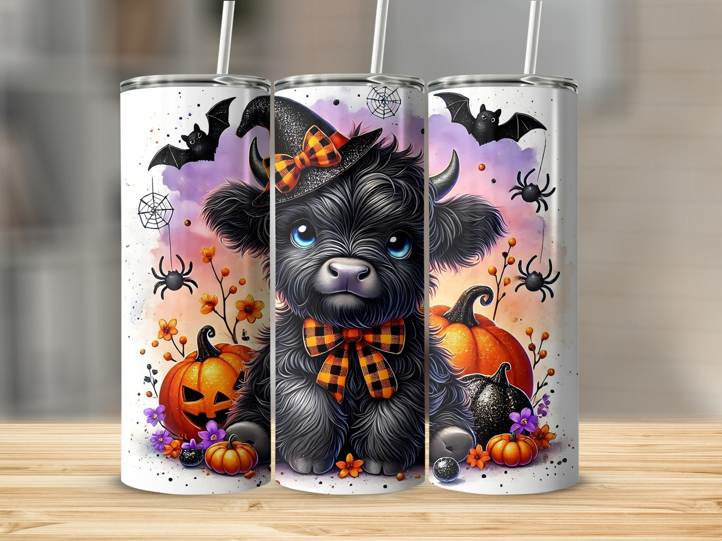 Cute Halloween Dog with Pumpkins Stainless Steel Tumbler