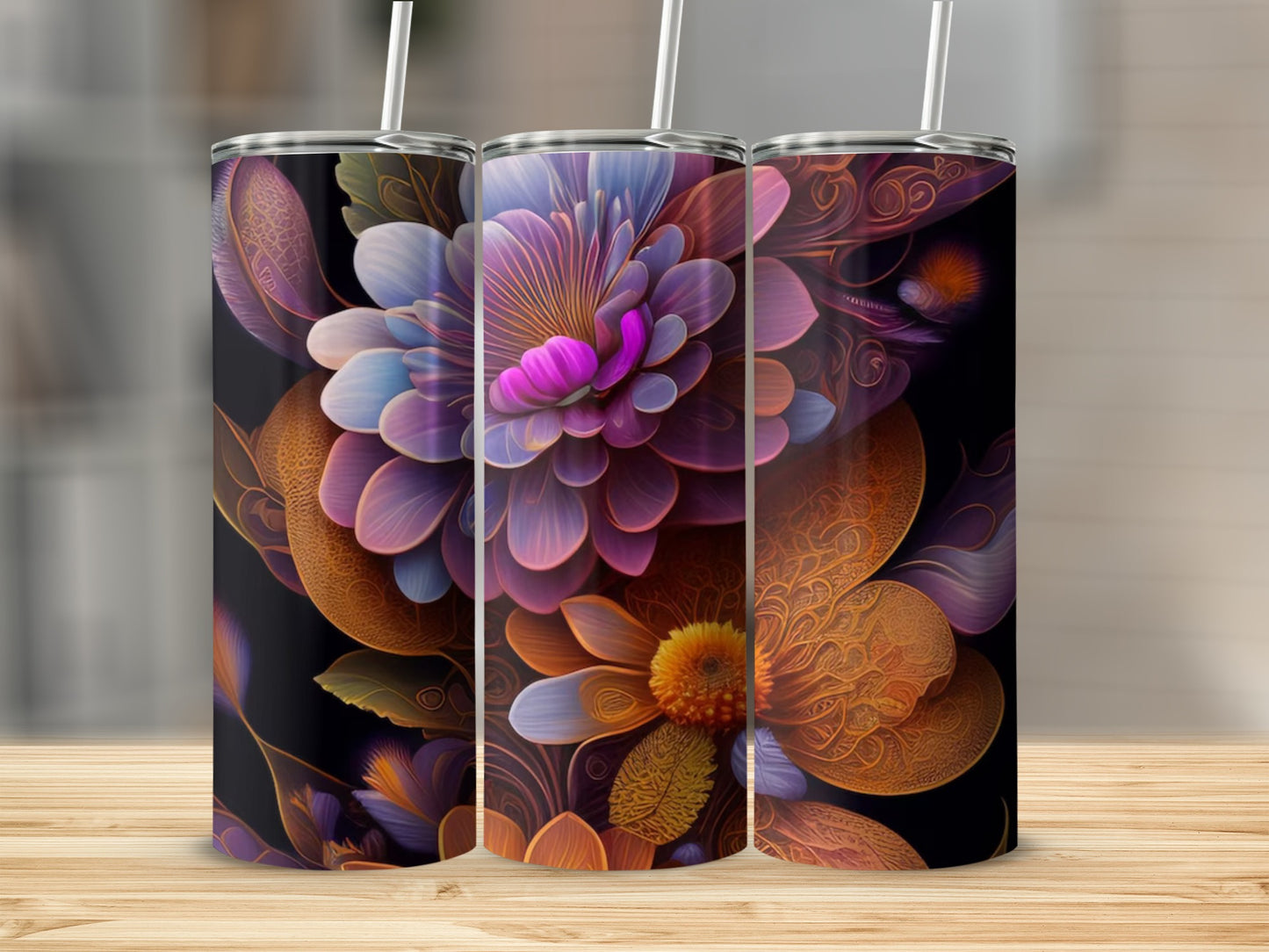 Vibrant Floral Design Insulated Travel Tumbler