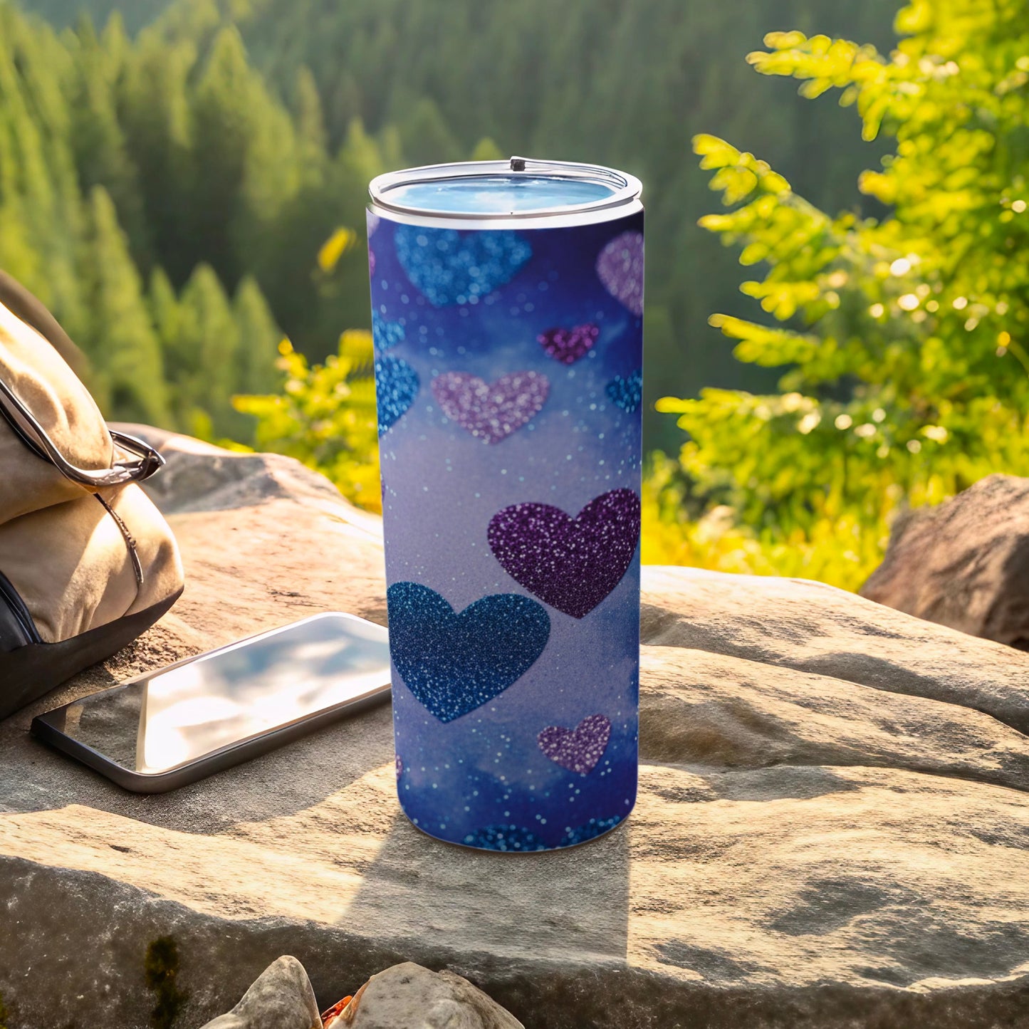 Vibrant Heart Patterned Insulated Tumbler for Outdoor Use