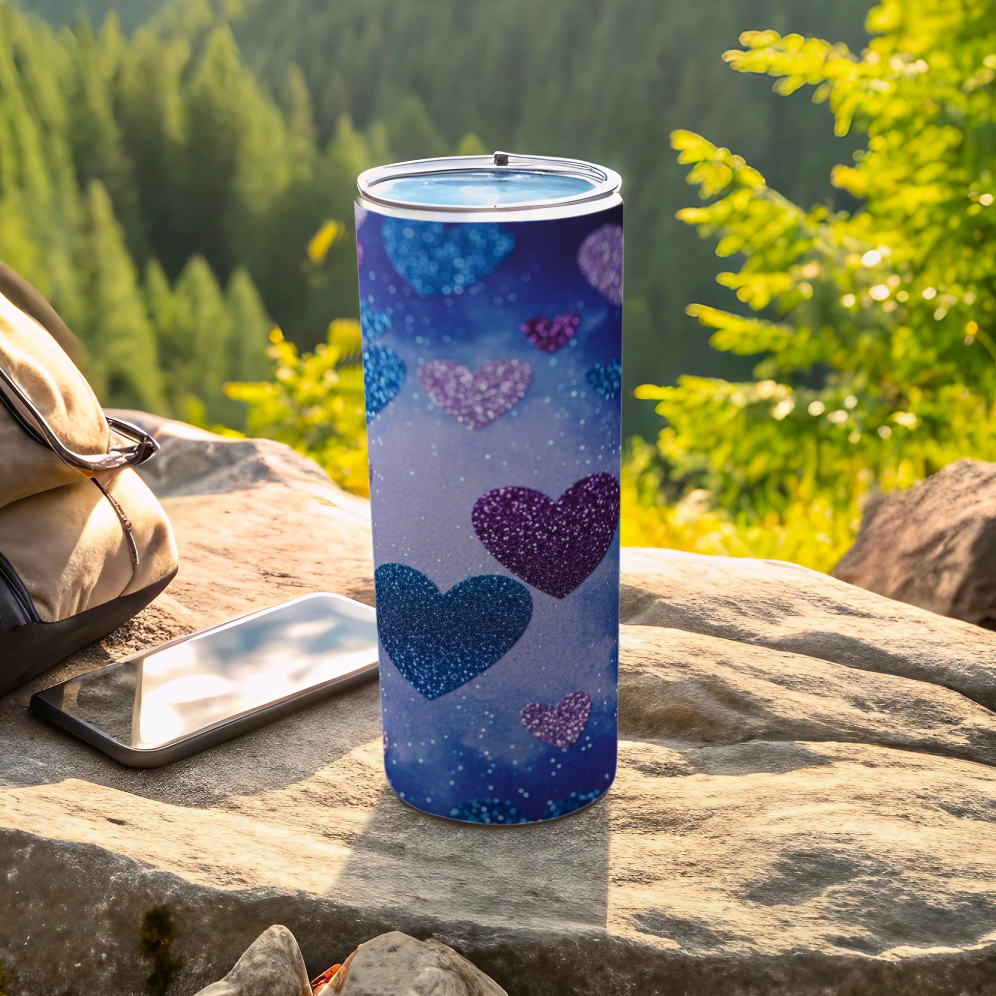 Vibrant Heart Patterned Insulated Tumbler for Outdoor Use