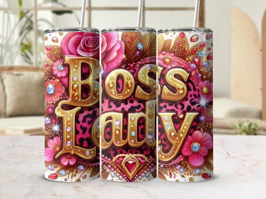 Boss Lady Floral and Jewel Design Tumbler