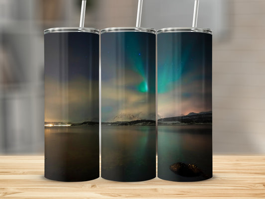 Northern Lights Landscape Tumbler Flask