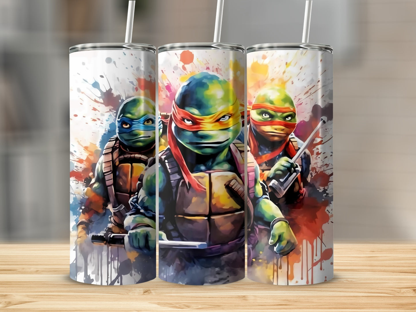 Teenage Mutant Ninja Turtles Color Splatter Artwork tumbler