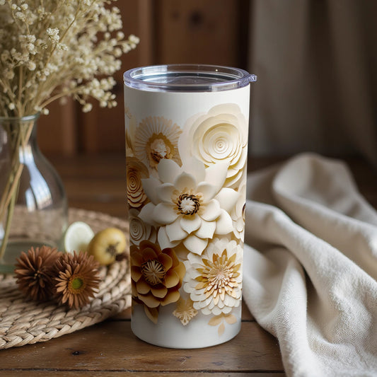 Elegant Floral Design Tumbler for Stylish Drinkware