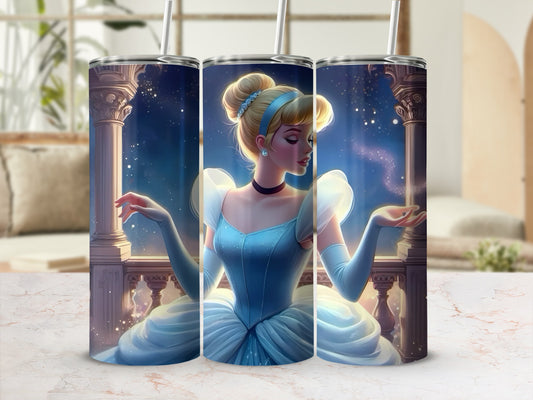 Cinderella Inspired Magic Tumbler with Straw Beverage Cup