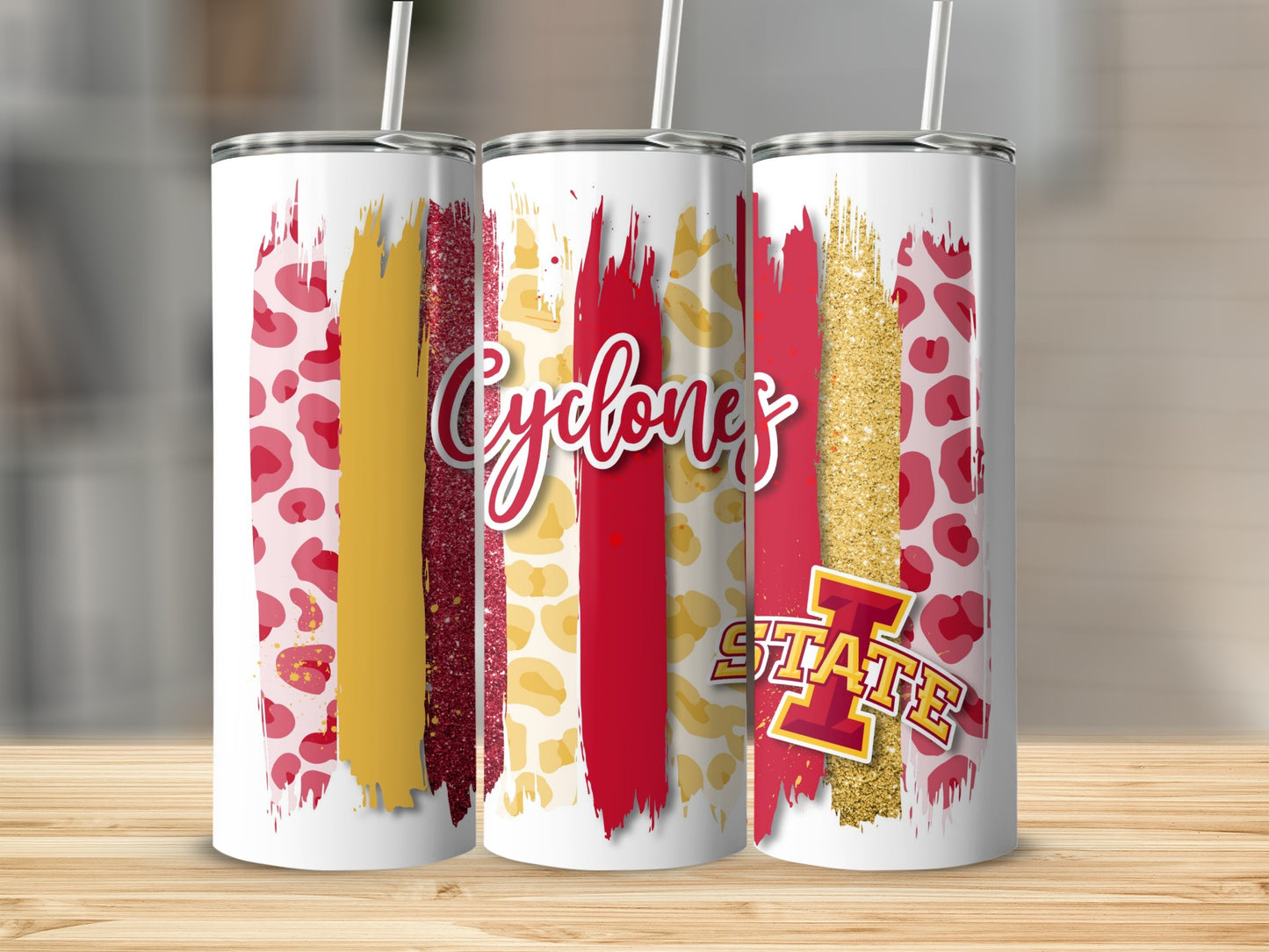 Iowa State Brush Stroke Stripes Cyclones Design Tumblers