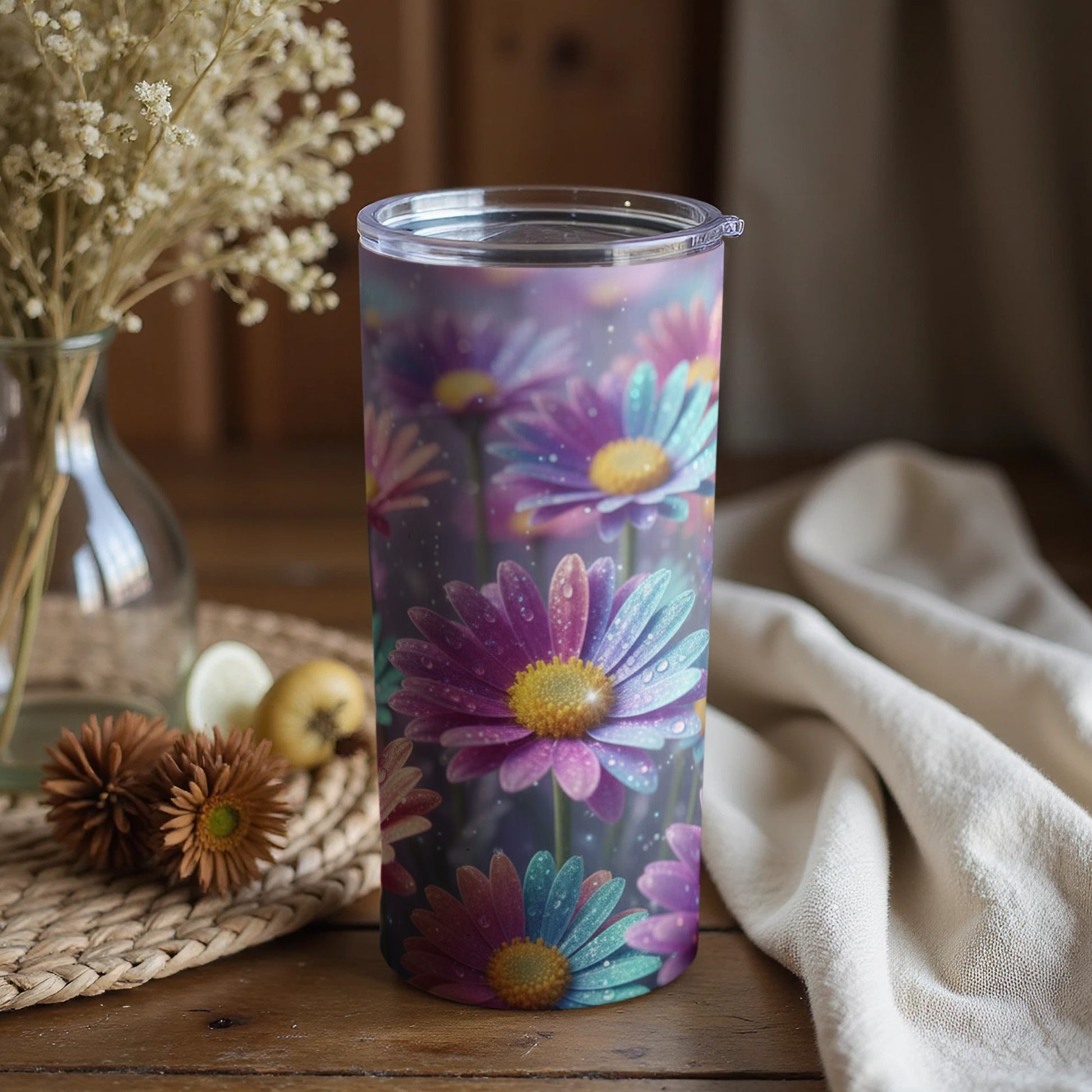 Colorful Daisy Floral Design Insulated Tumbler Product