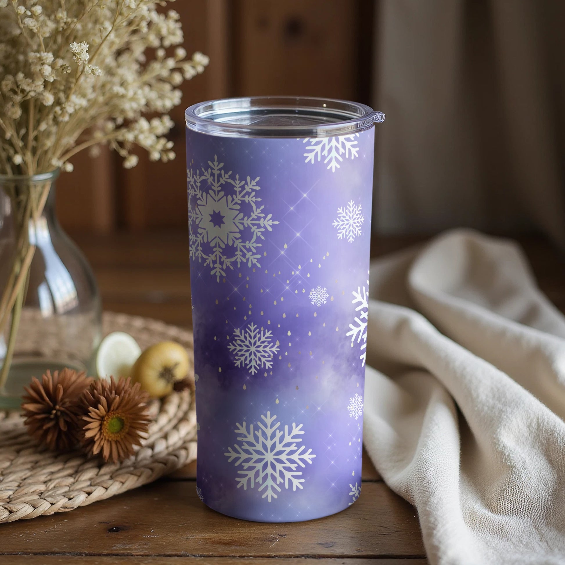 Beautiful Purple Tumbler With Snowflakes Design