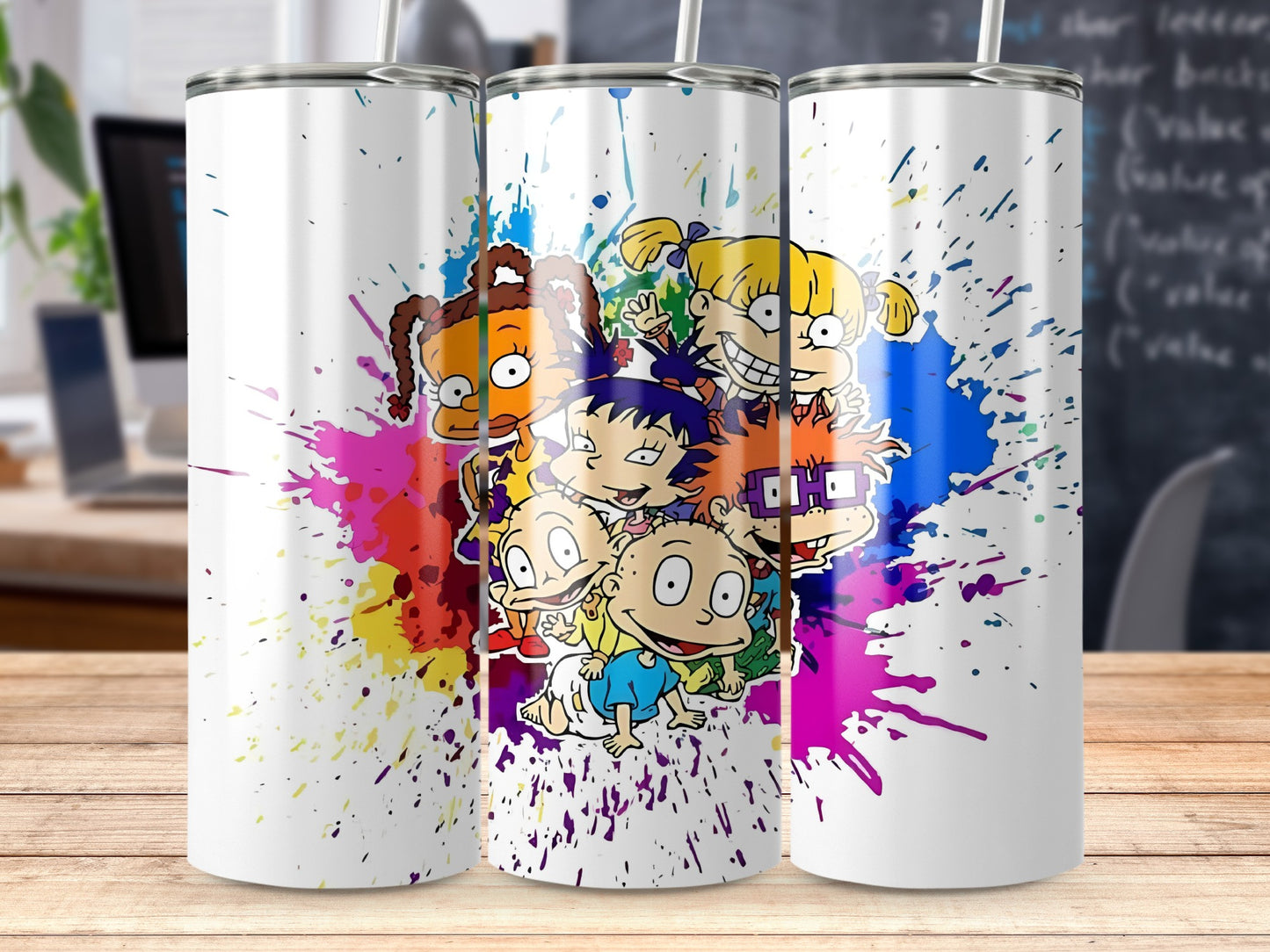 Rugrats Crew with Colorful Splatter Art Design Tumblers