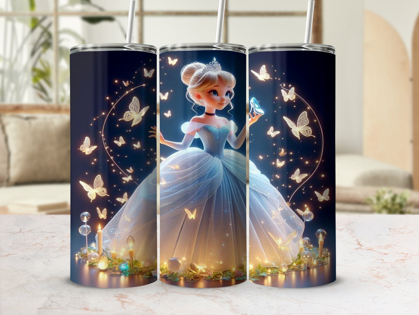Enchanted Fairy Tale Princess Tumbler with Straw
