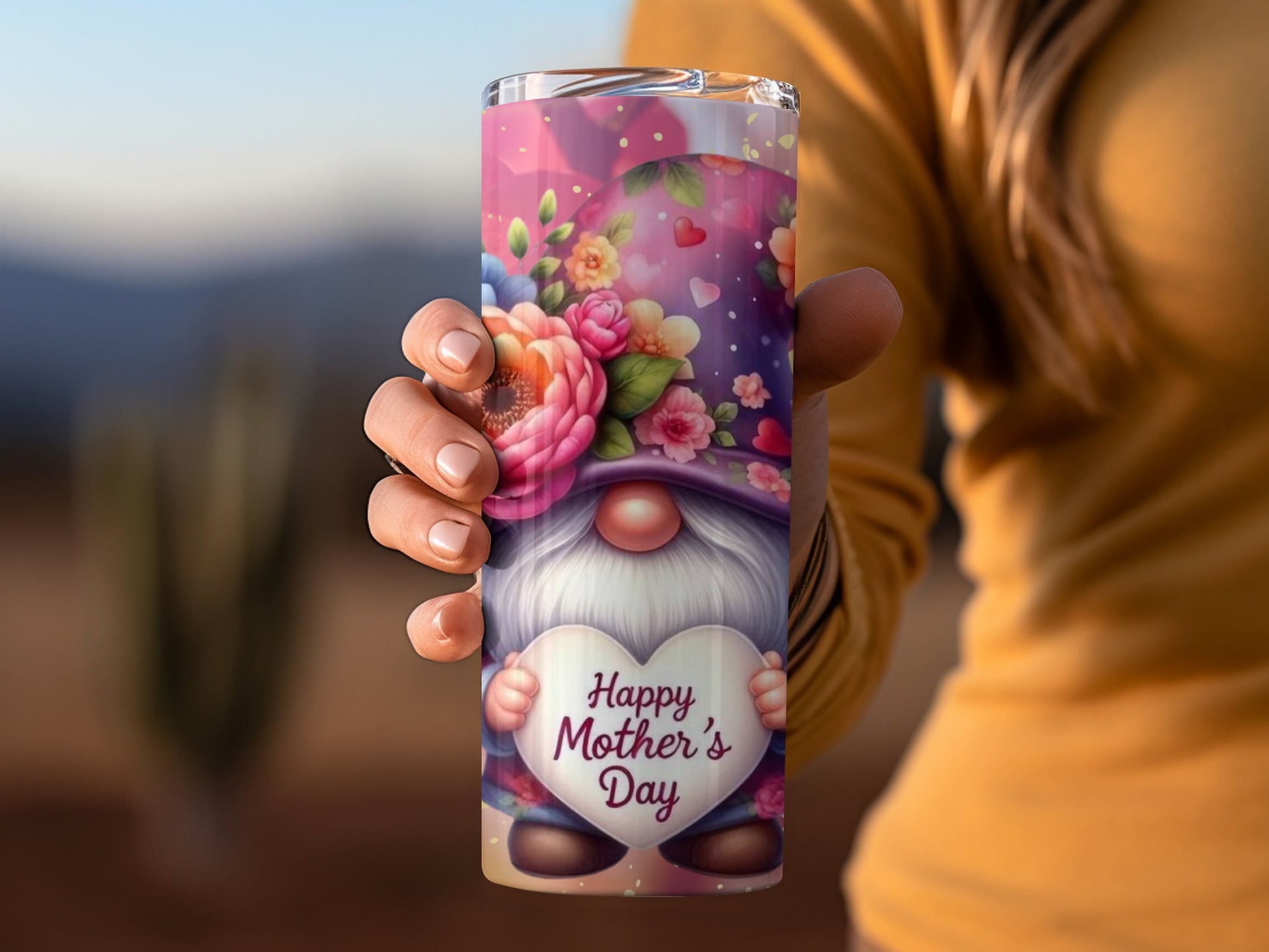 Happy Mother's Day Gnome and Floral Design Tumbler