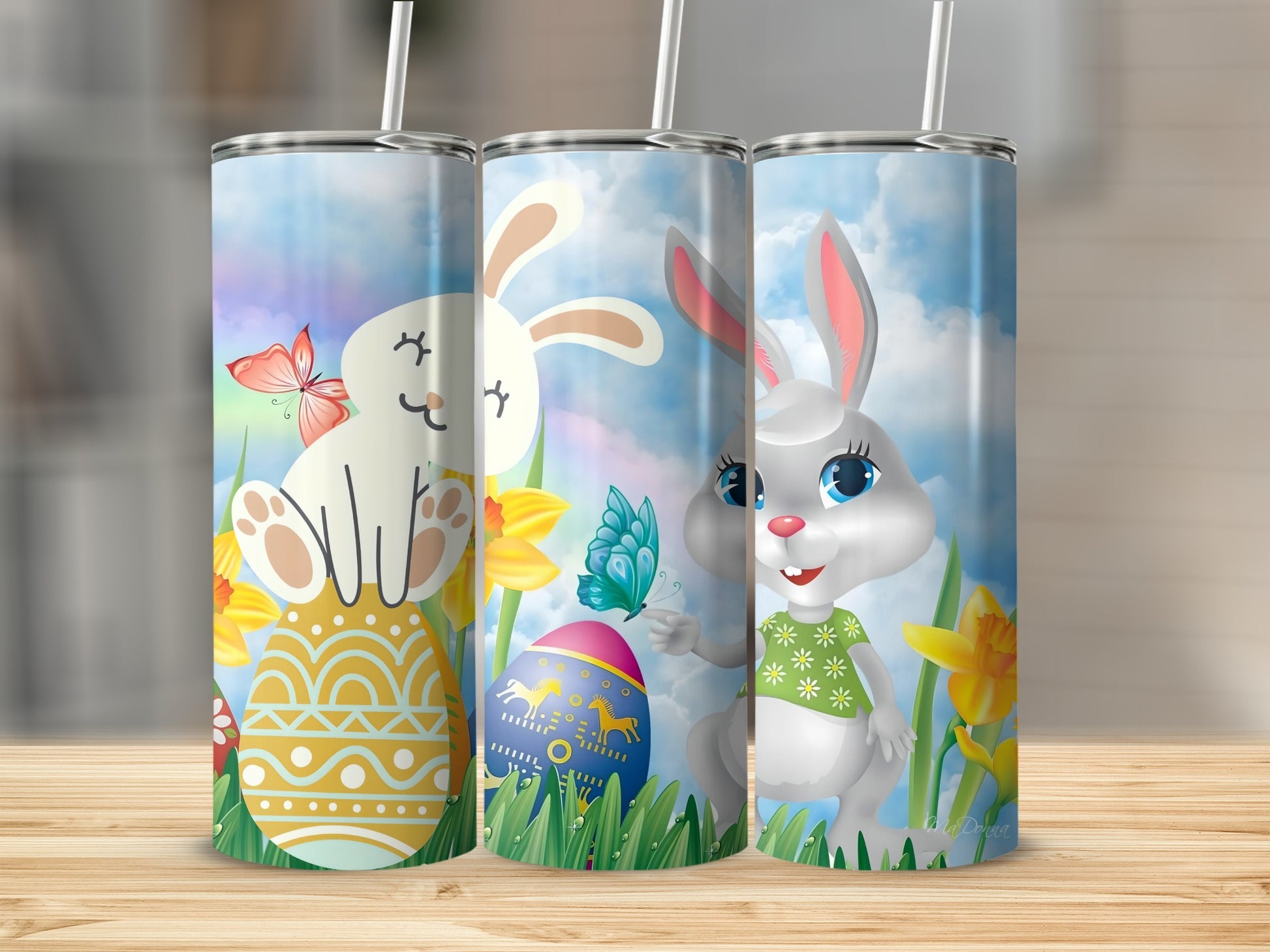 Adorable Easter Bunny and Eggs Design Tumbler Product