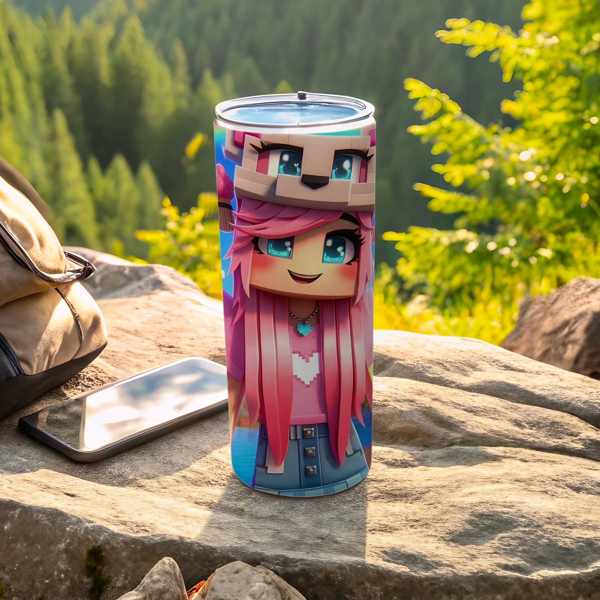 Cute Pink Anime Character Insulated Tumbler Drinkware