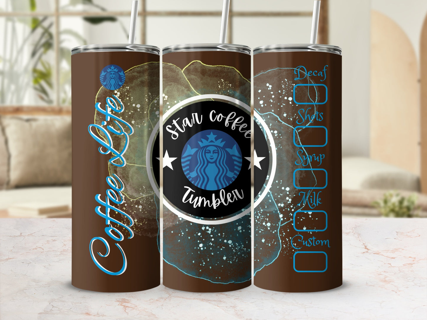 Star Coffee Tumbler with Customizable Drink Options