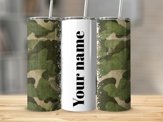 Camouflage Personalized Tumbler with Custom Text
