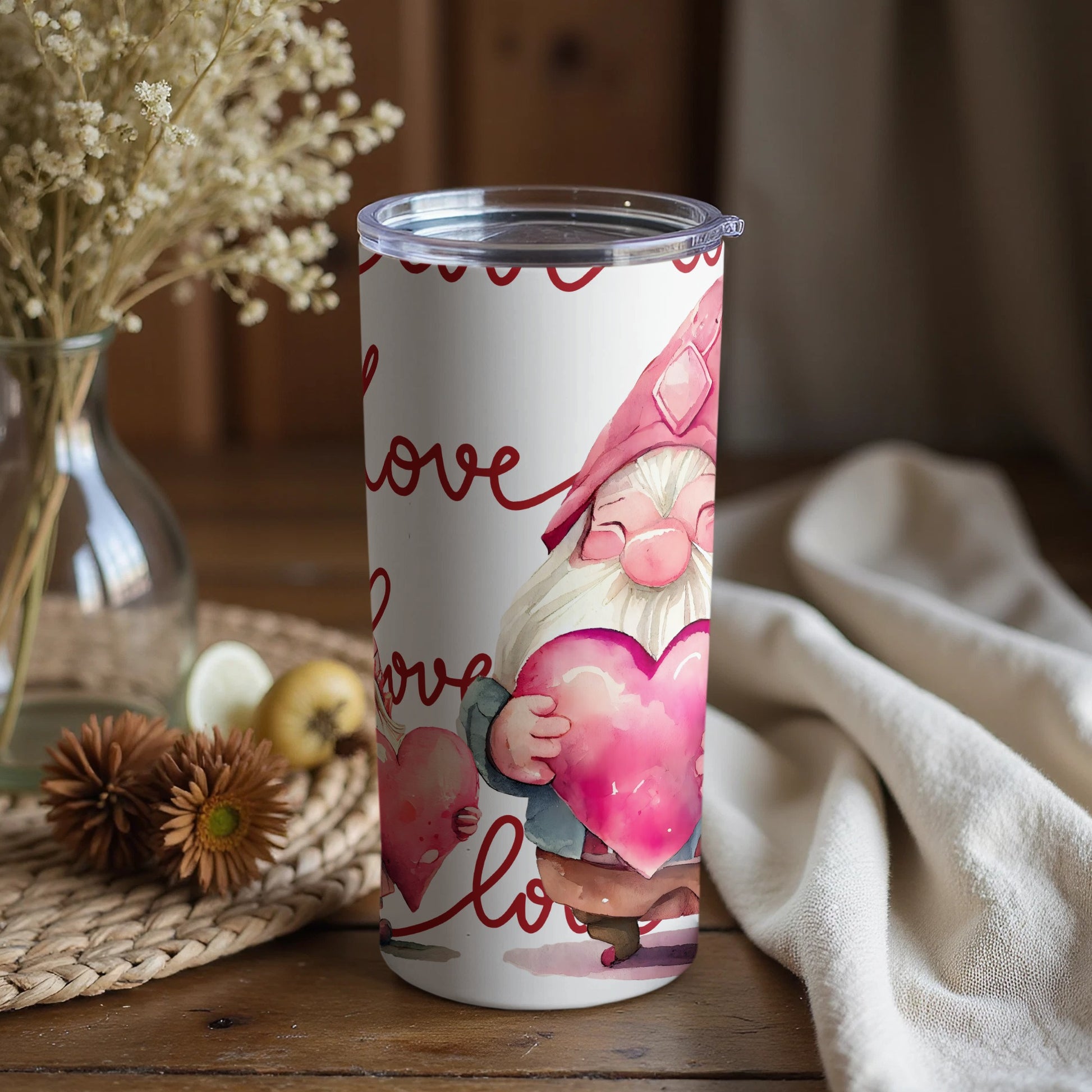 Valentine's Day Gnome Love Insulated Tumbler Cup