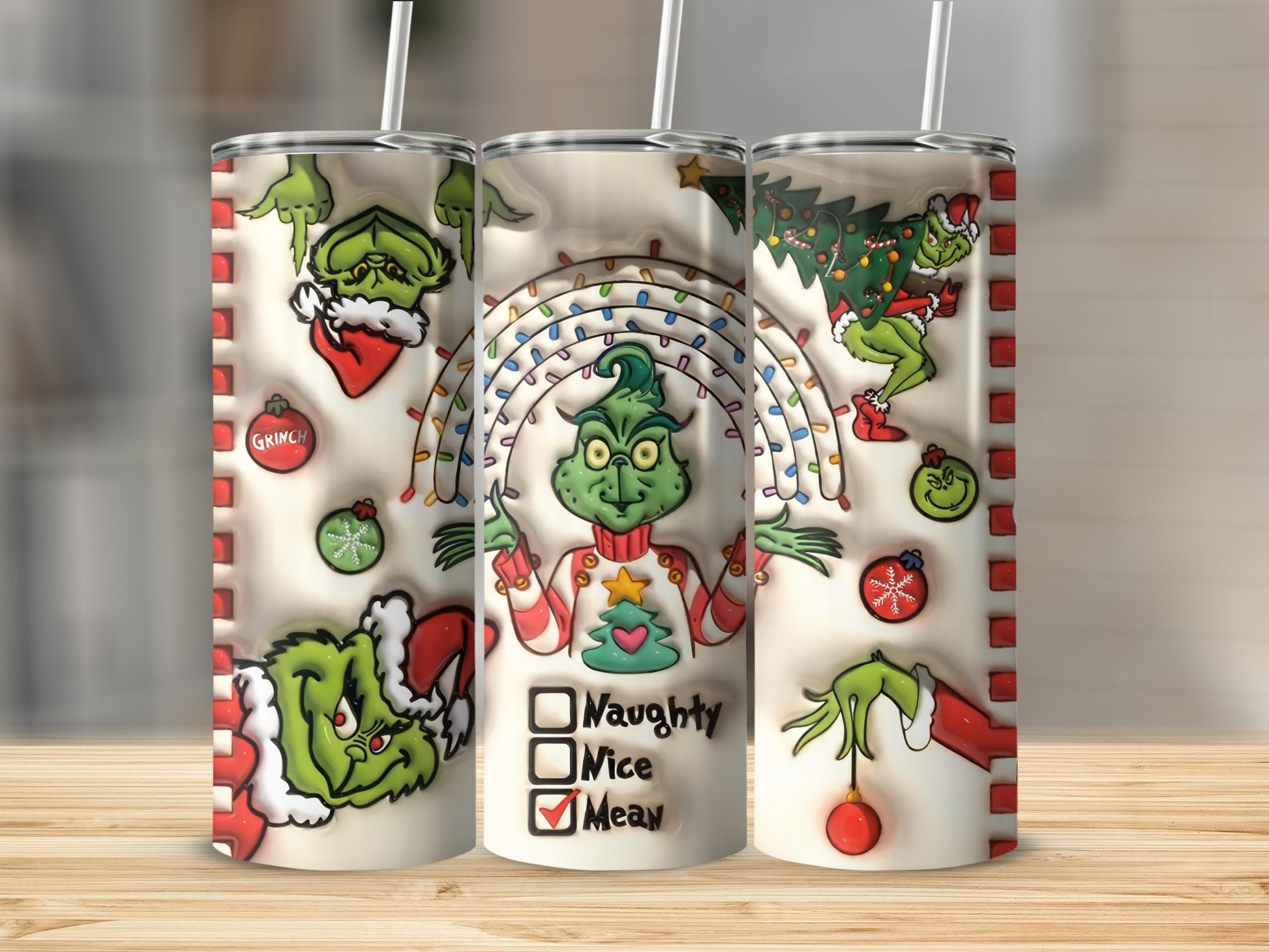Naughty Nice Mean Holiday Theme Tumbler Cup