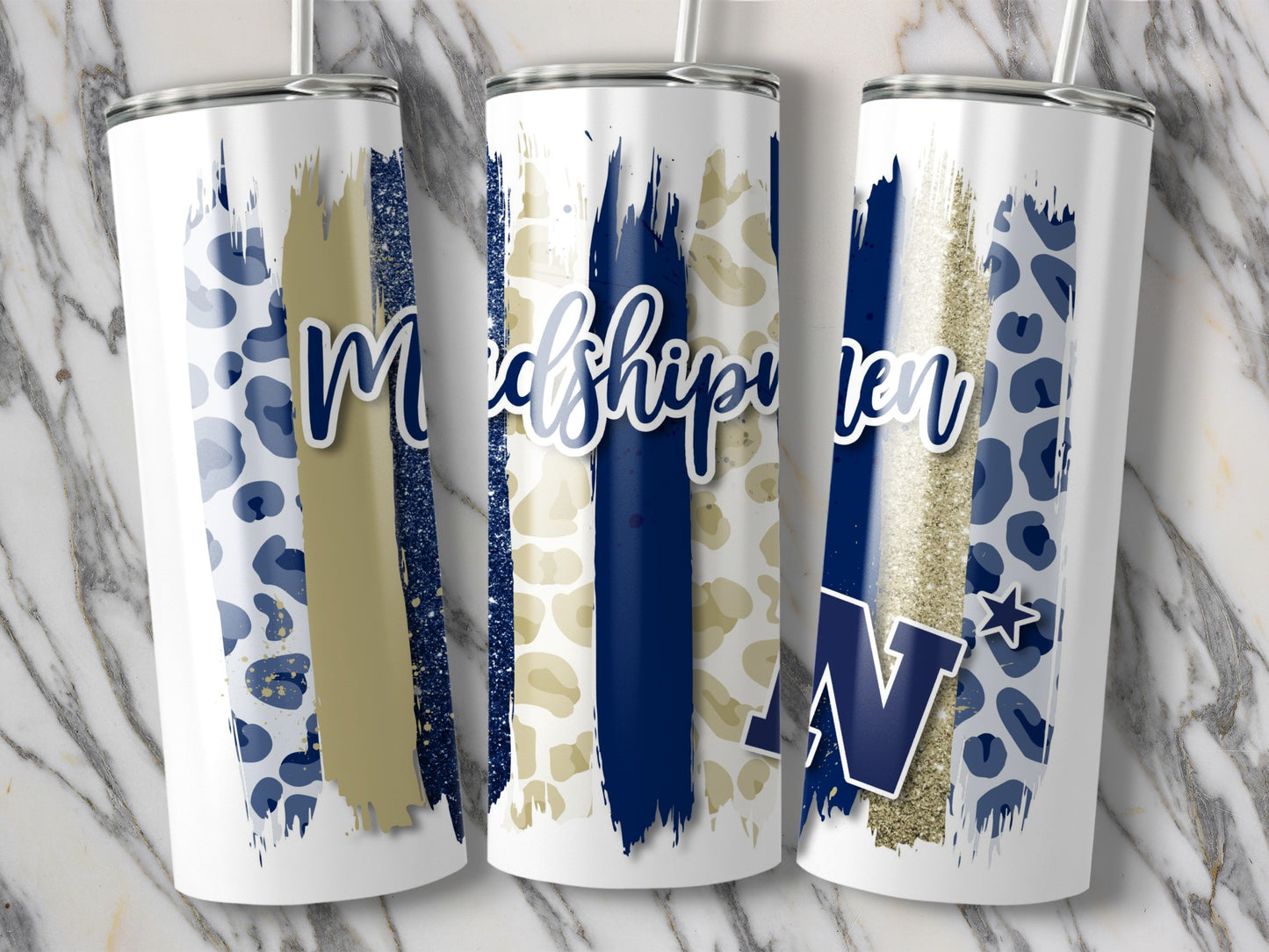Midshipmen Print Design with Vertical Lines Tumblers