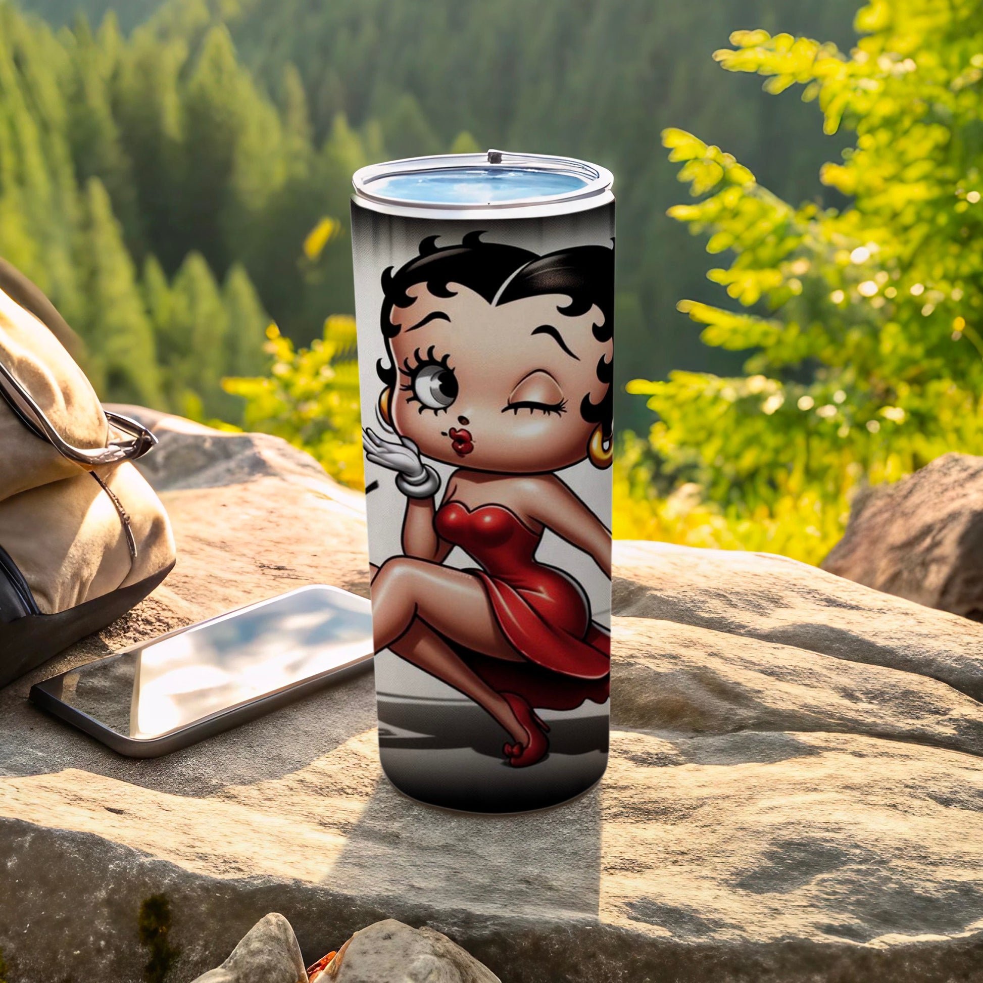 Flirty Character Design Travel Tumbler for Outdoor Adventures