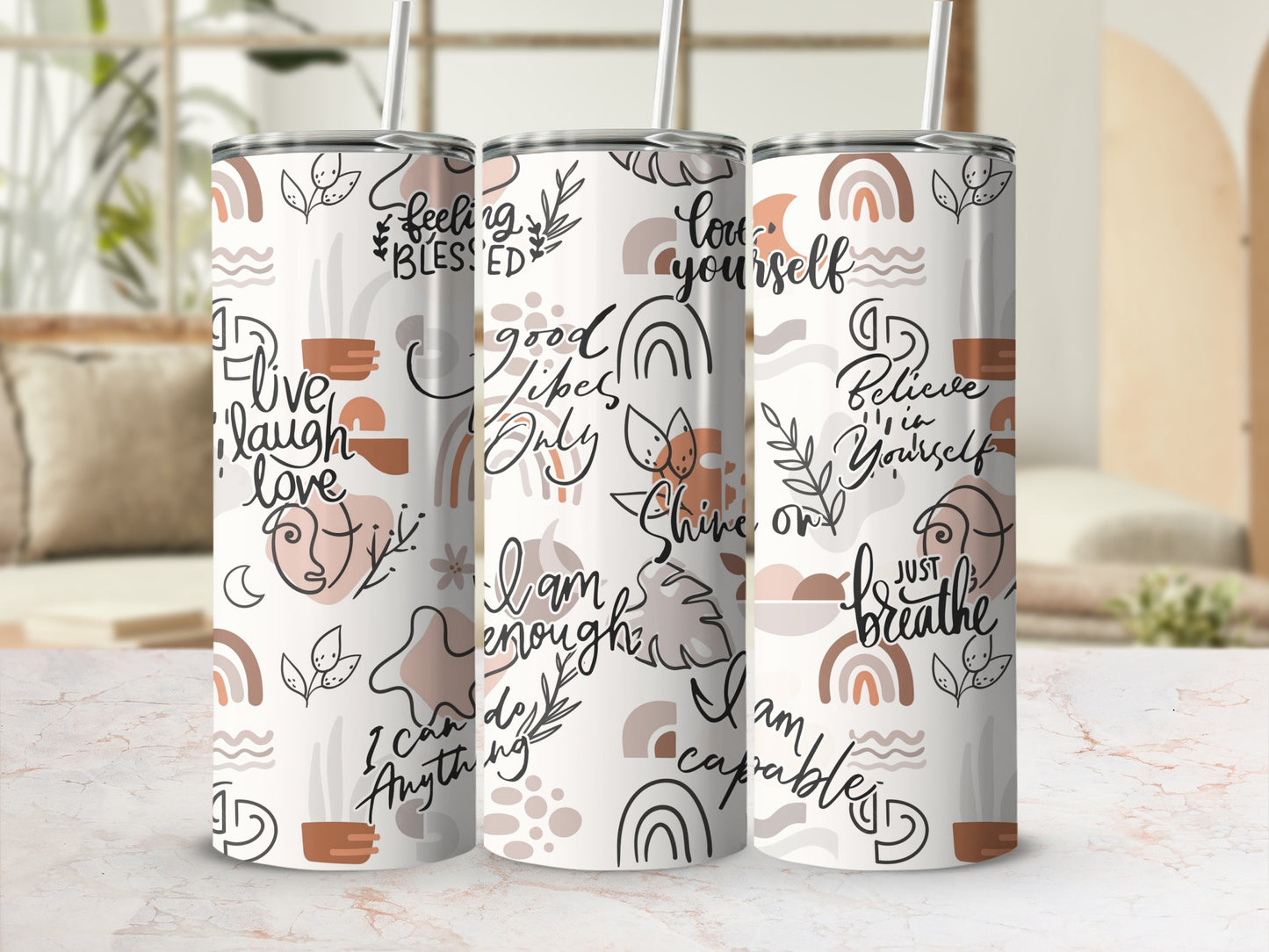 Inspirational Quotes Design Slim Tumbler Set
