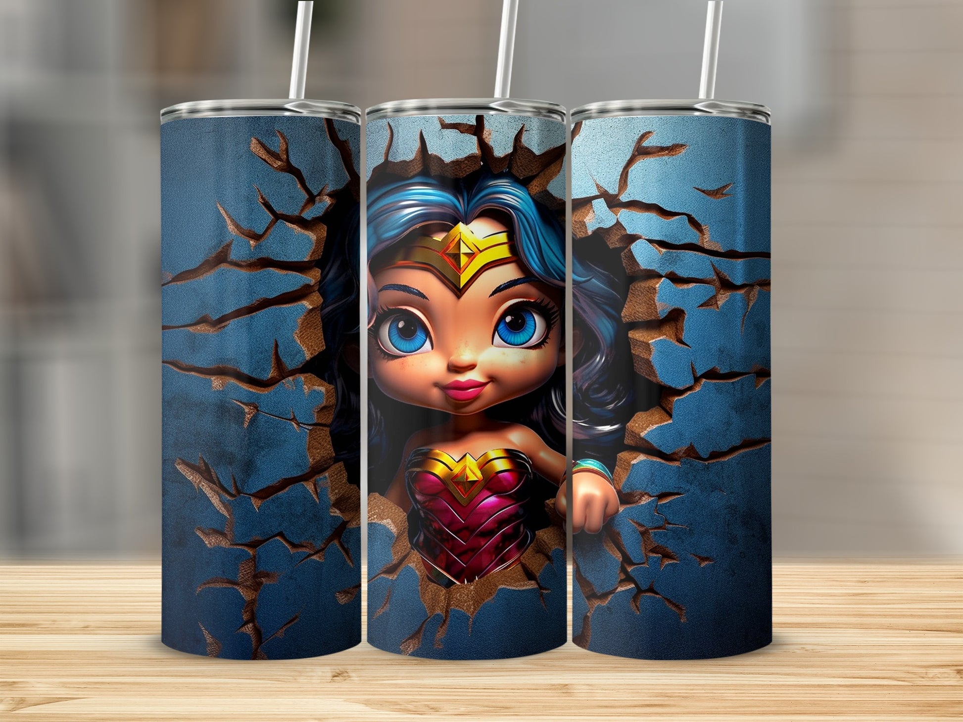 Cute Baby Hero Bursting Through Wall Tumbler