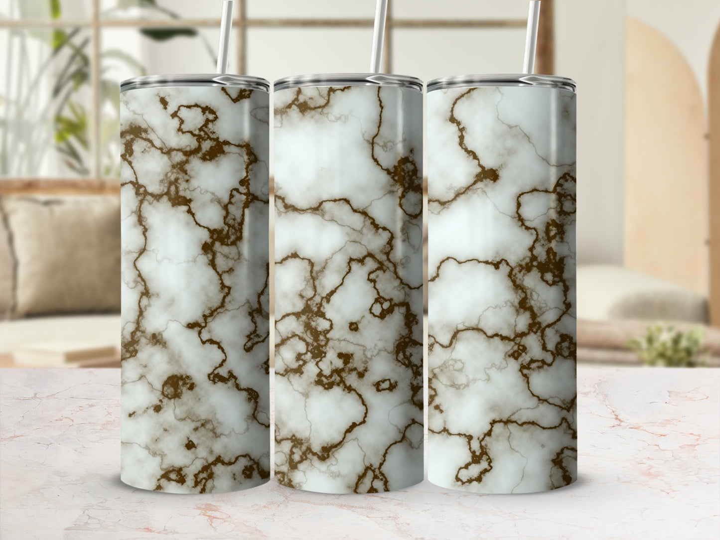 White Brown Marble Pattern Tumbler product type
