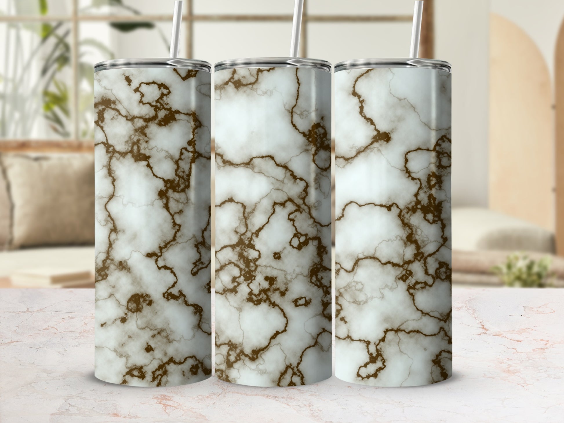 White Brown Marble Pattern Tumbler product type